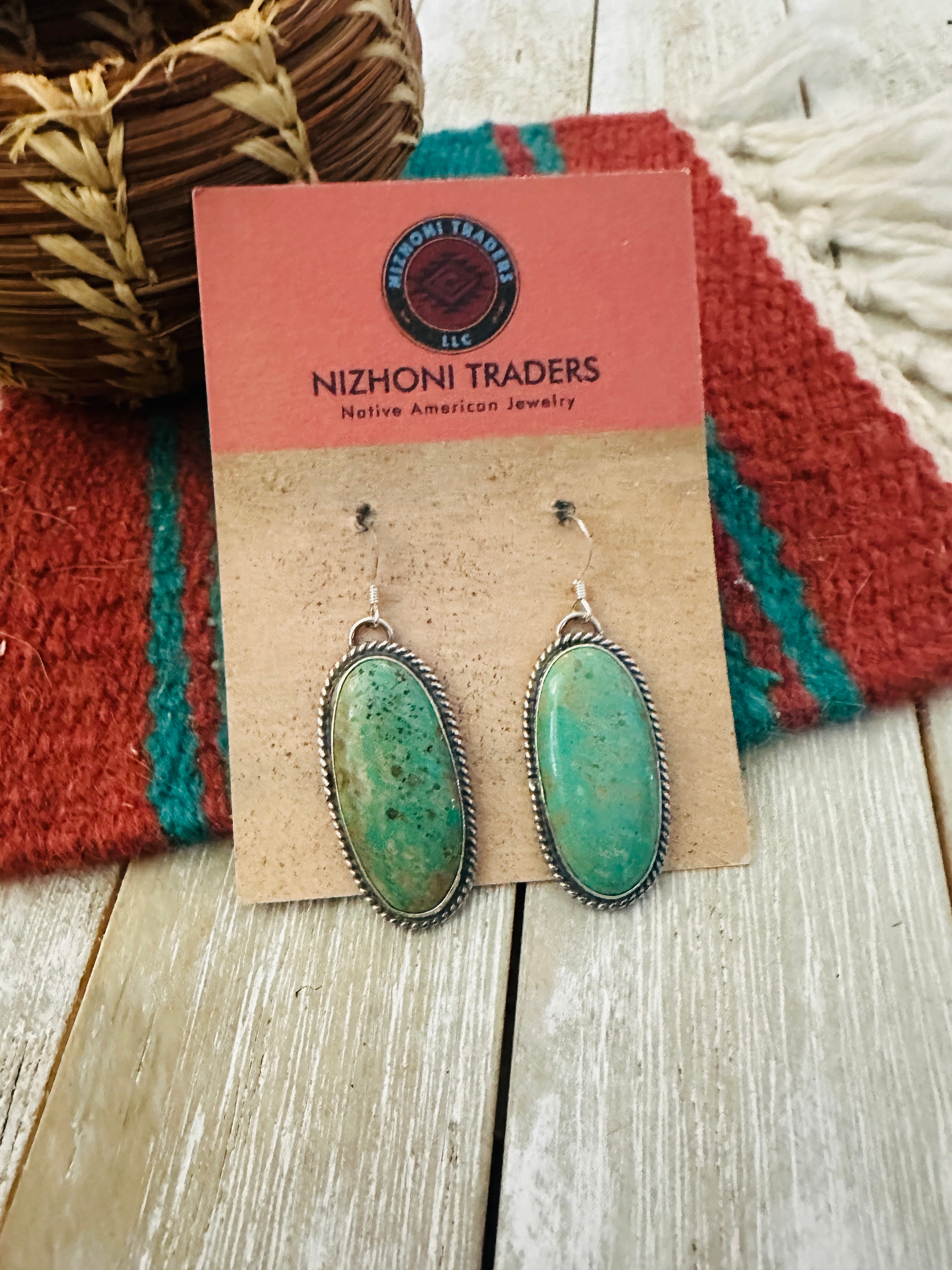 Handcrafted Turquoise & Sterling Silver Dangle Earrings
