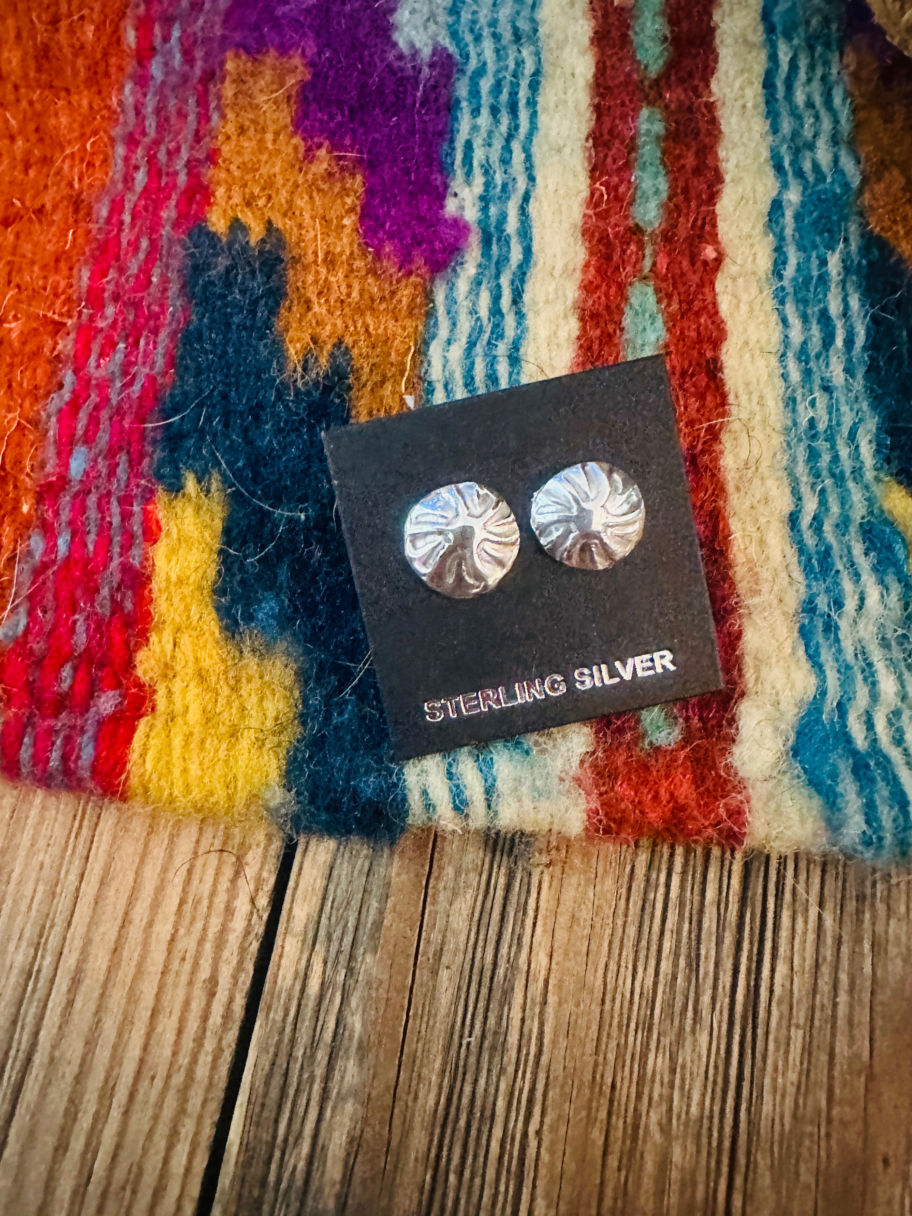 Handcrafted Sterling Silver Concho Stud Earrings