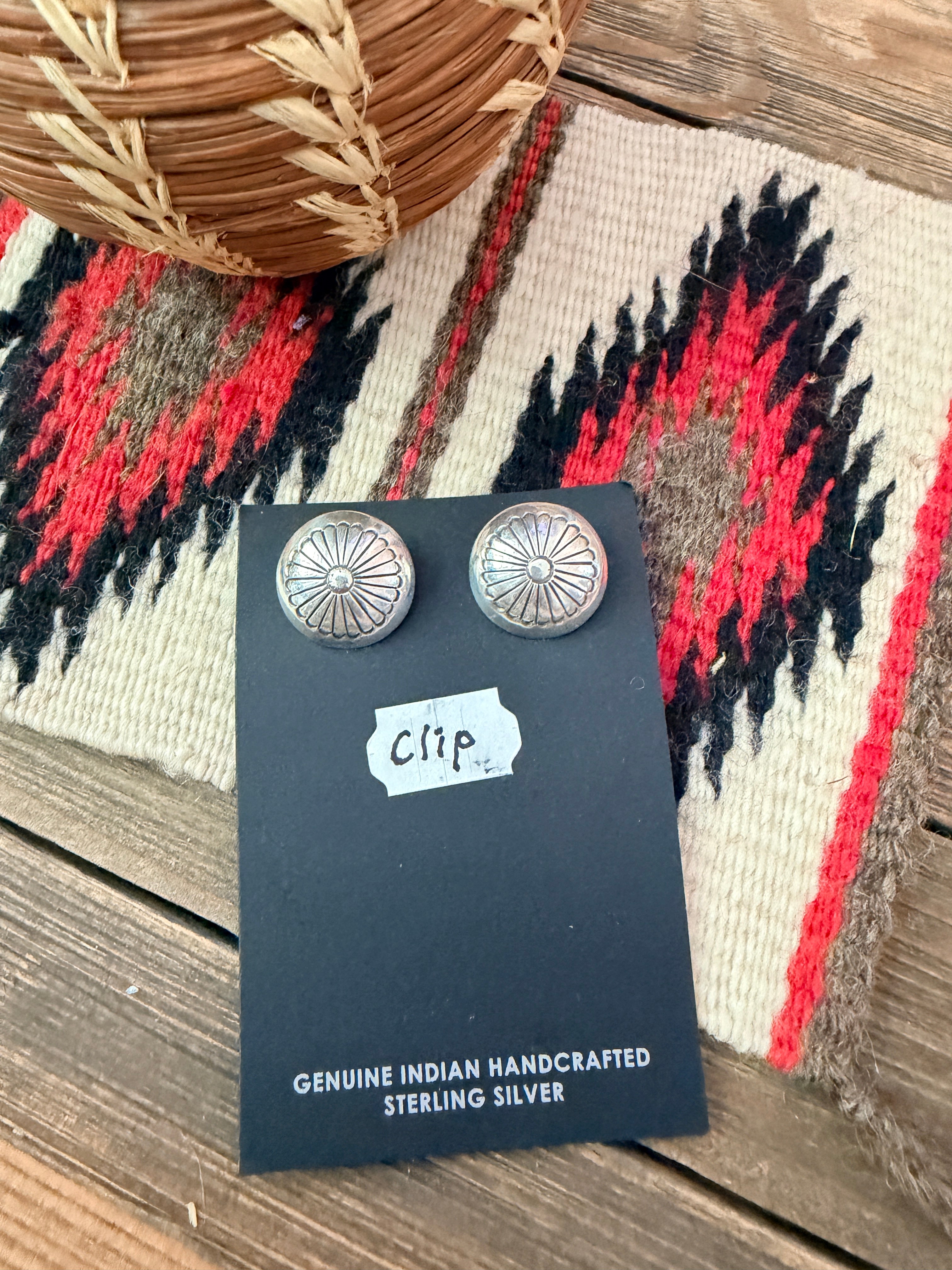 Old Pawn Handcrafted Sterling Silver Clip On Earrings