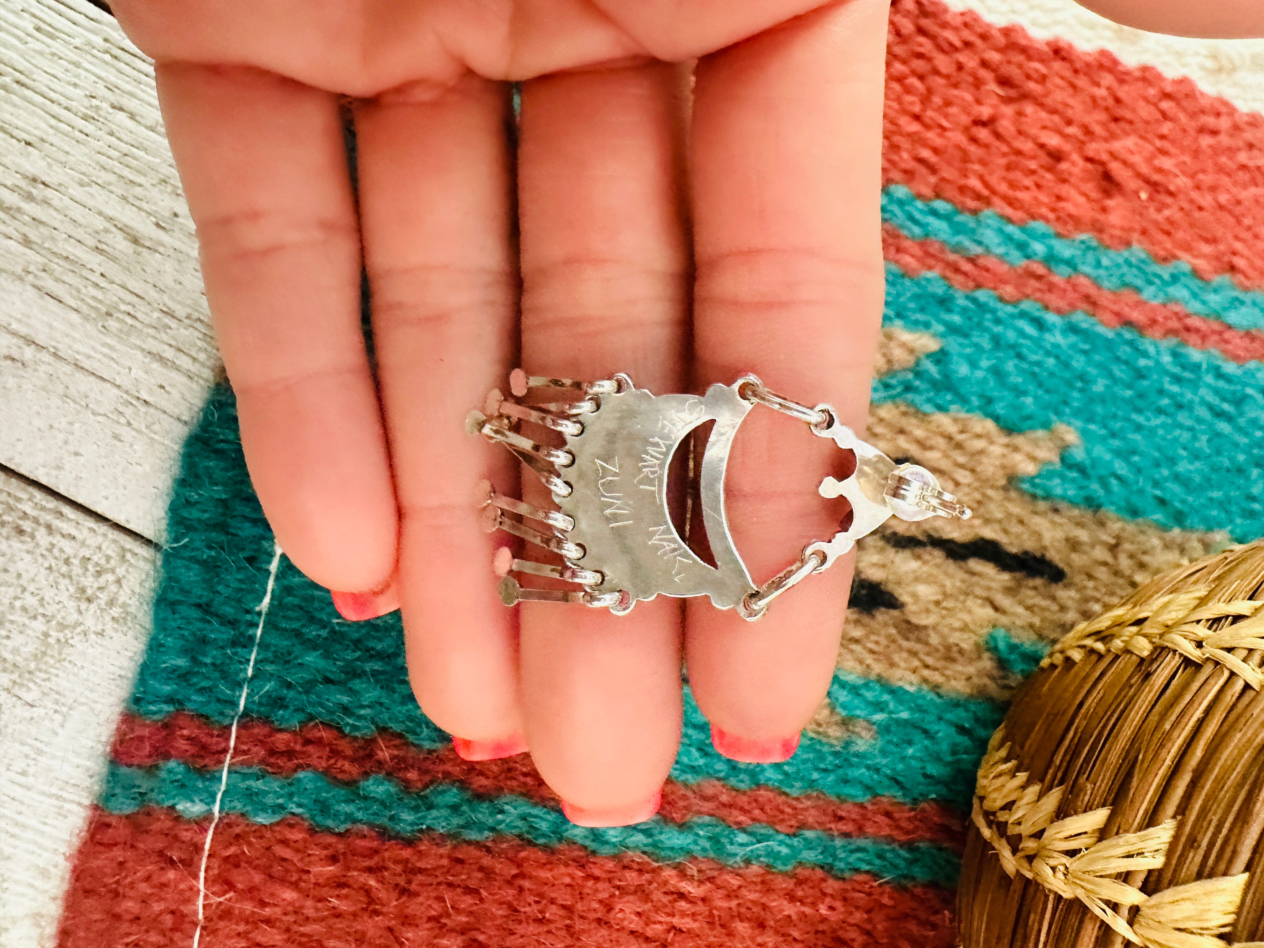 Zuni Silver And Charoite Needlepoint Earrings