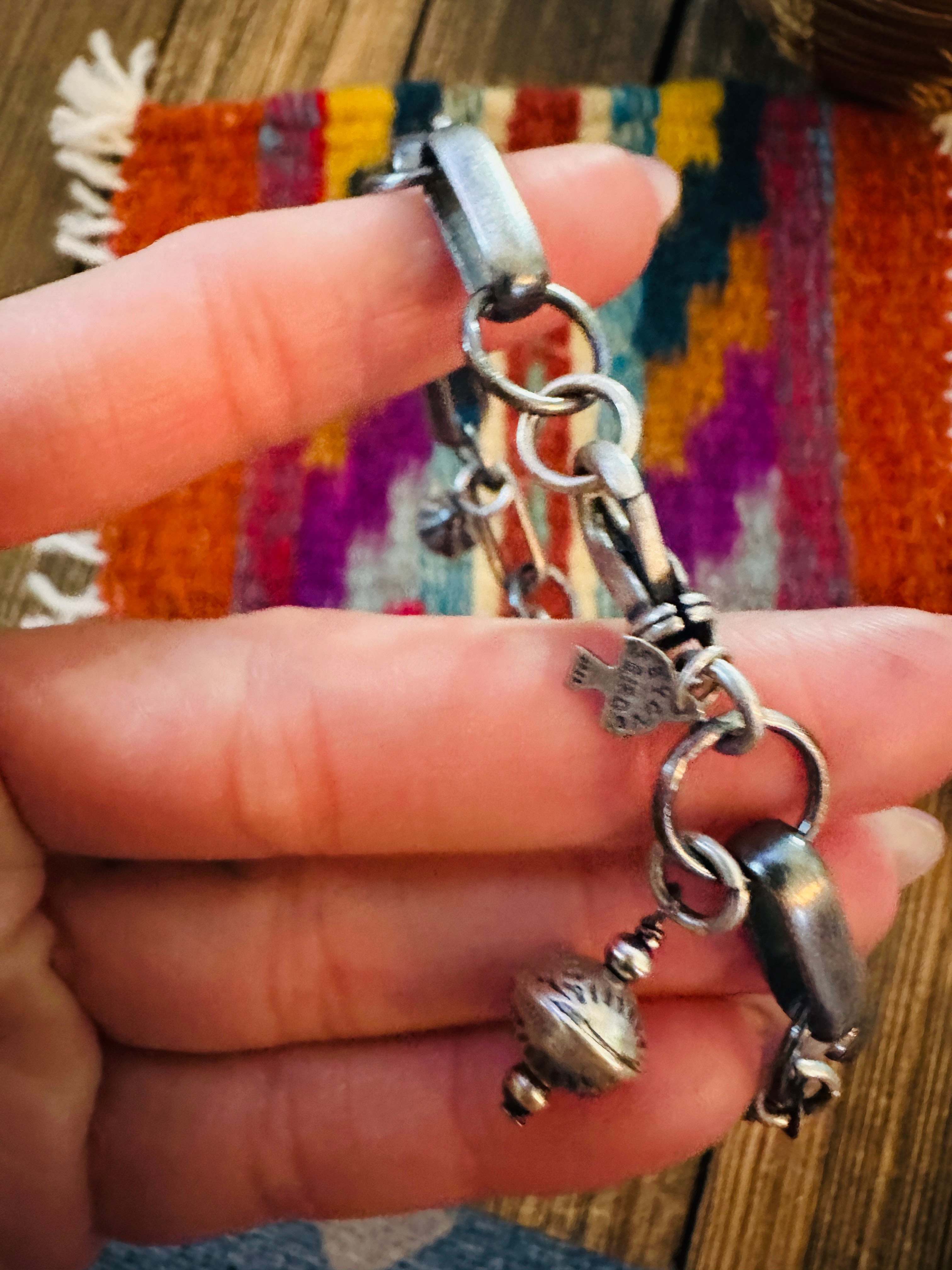 Handcrafted Sterling Silver & Turquoise Charm Bracelet