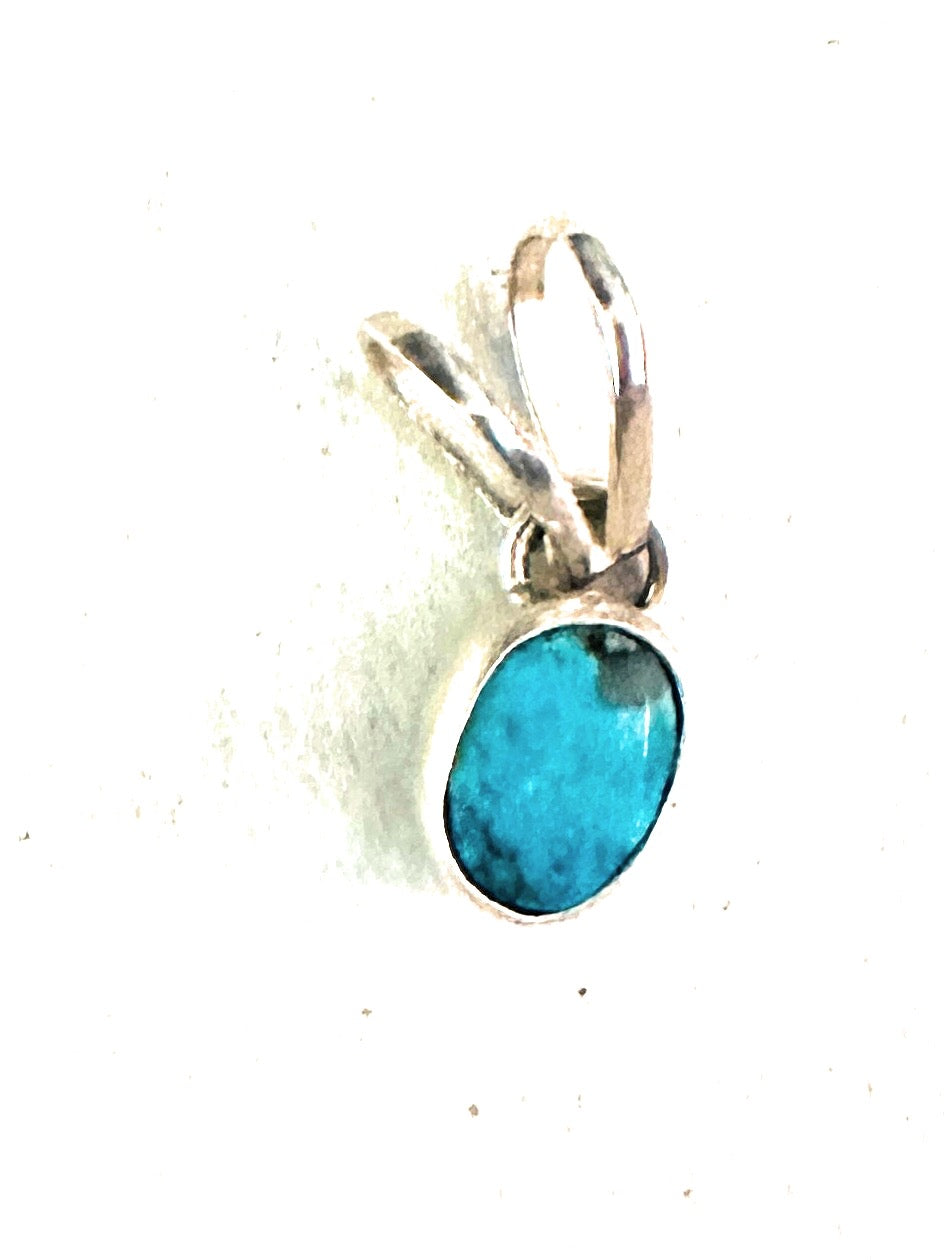 Navajo Sterling Silver & Kingman Turquoise Mini Pendant