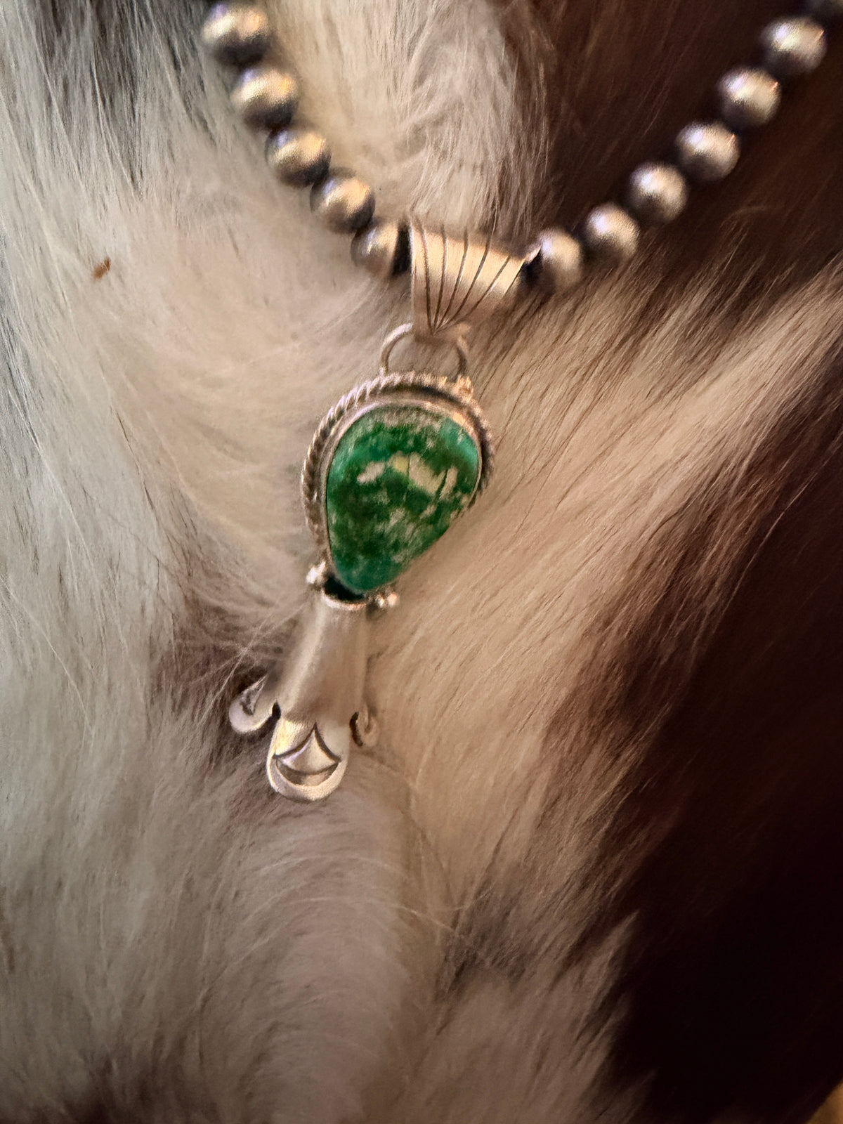 Handcrafted Turquoise & Sterling Silver Beaded Blossom Necklace