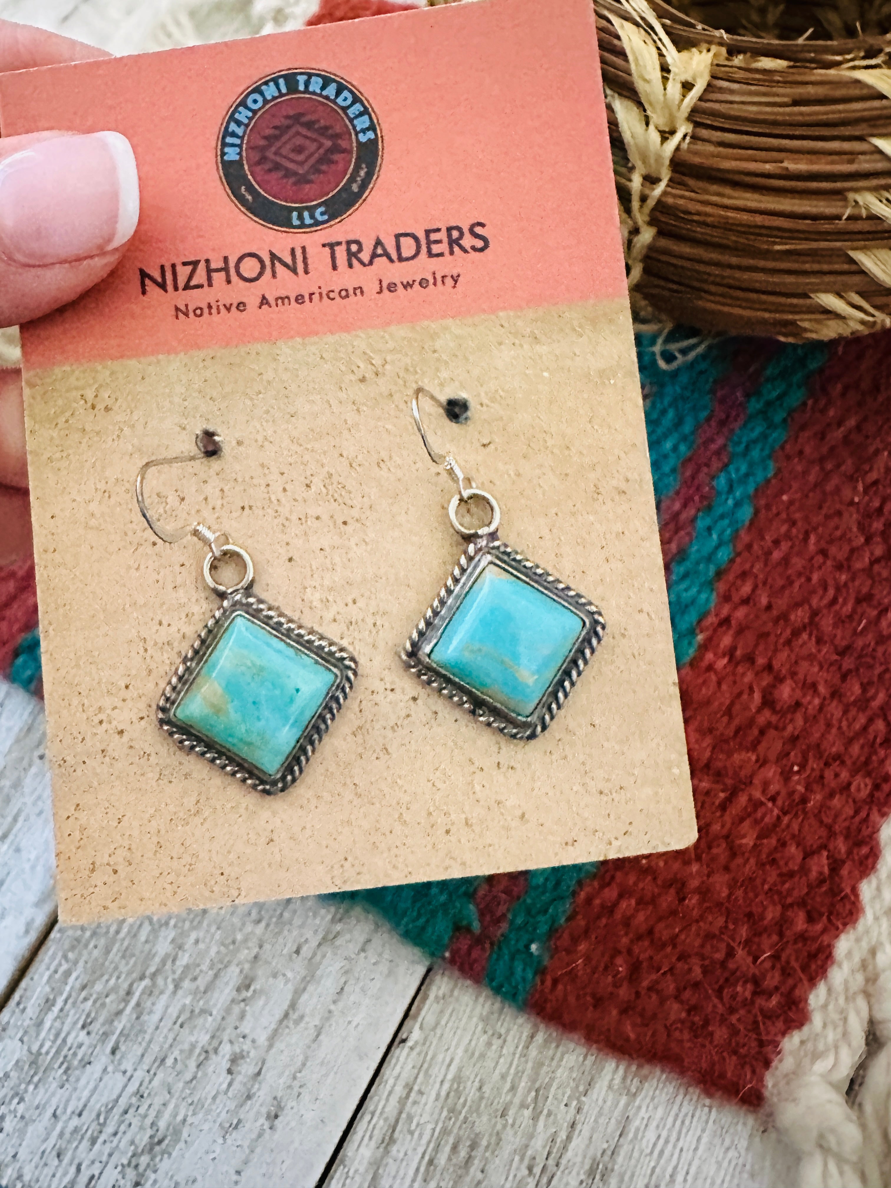 Navajo Turquoise & Sterling Silver Dangle Earrings