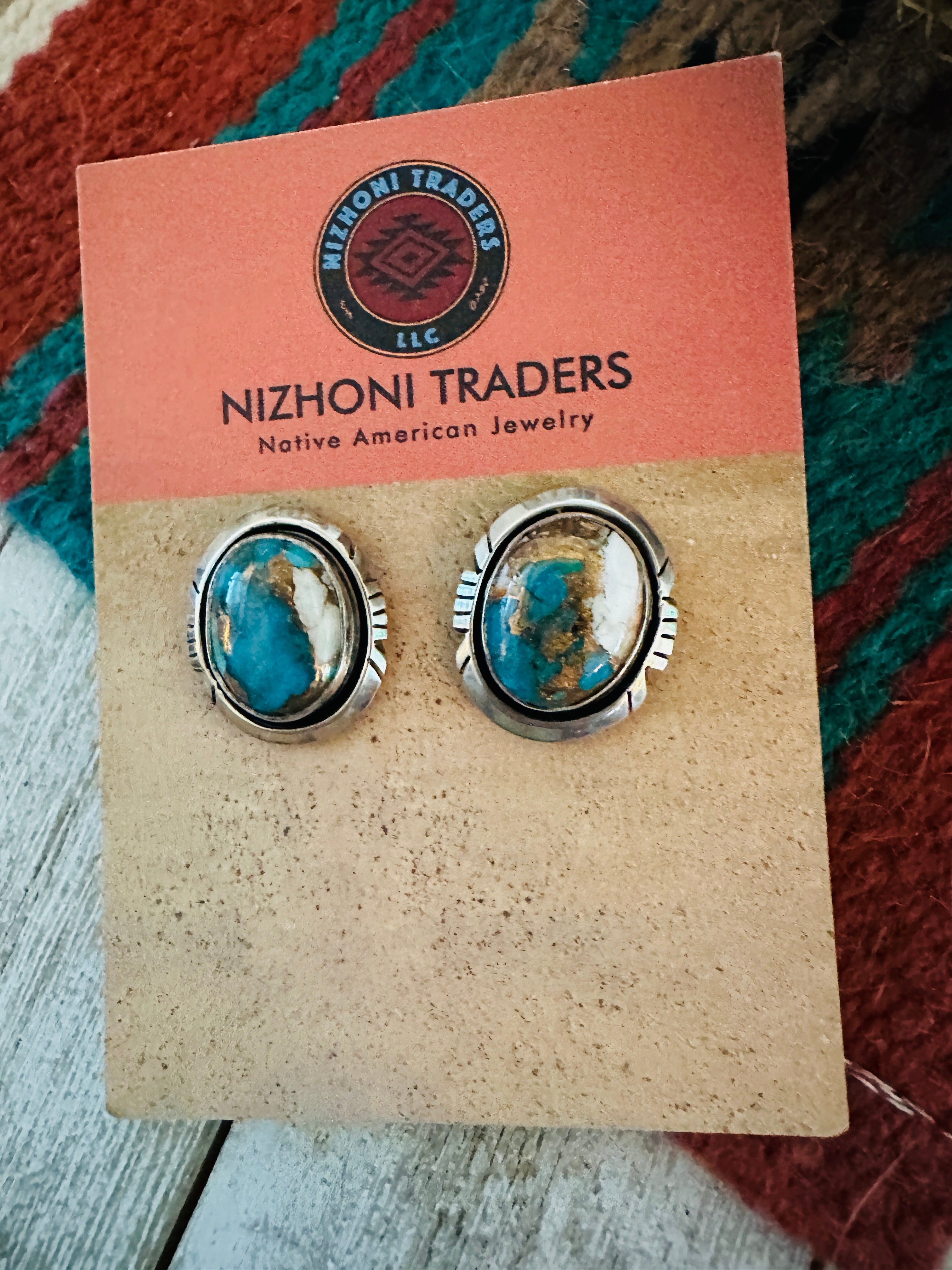 Navajo Spice & Sterling Silver Post Earrings
