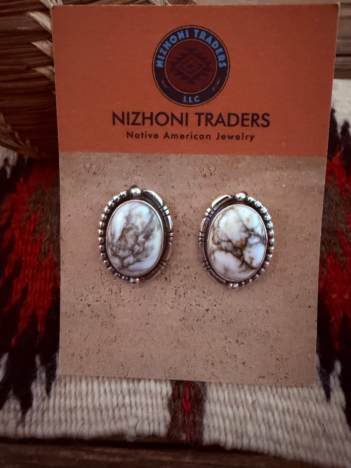 Handcrafted White Buffalo & Sterling Silver Post Earrings