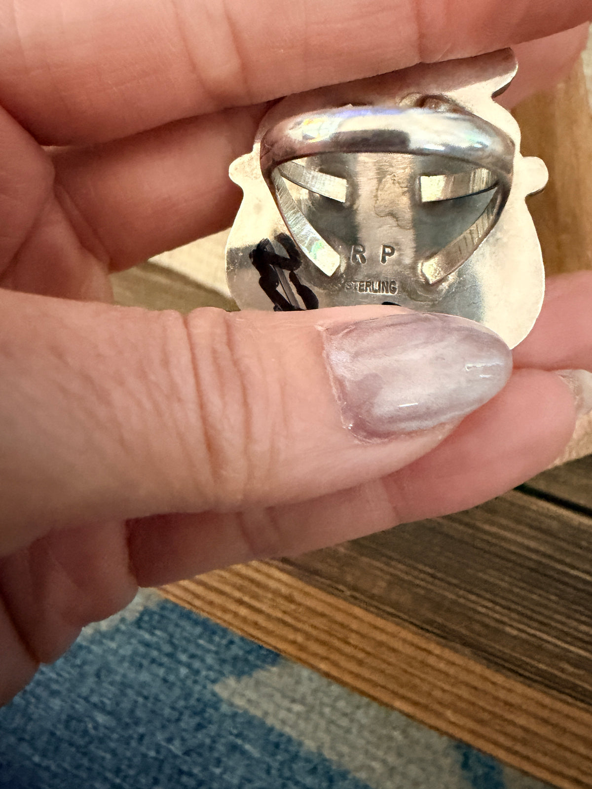 Handcrafted Royston Turquoise & Sterling Silver Ring 9.25 by Rosella Paxson