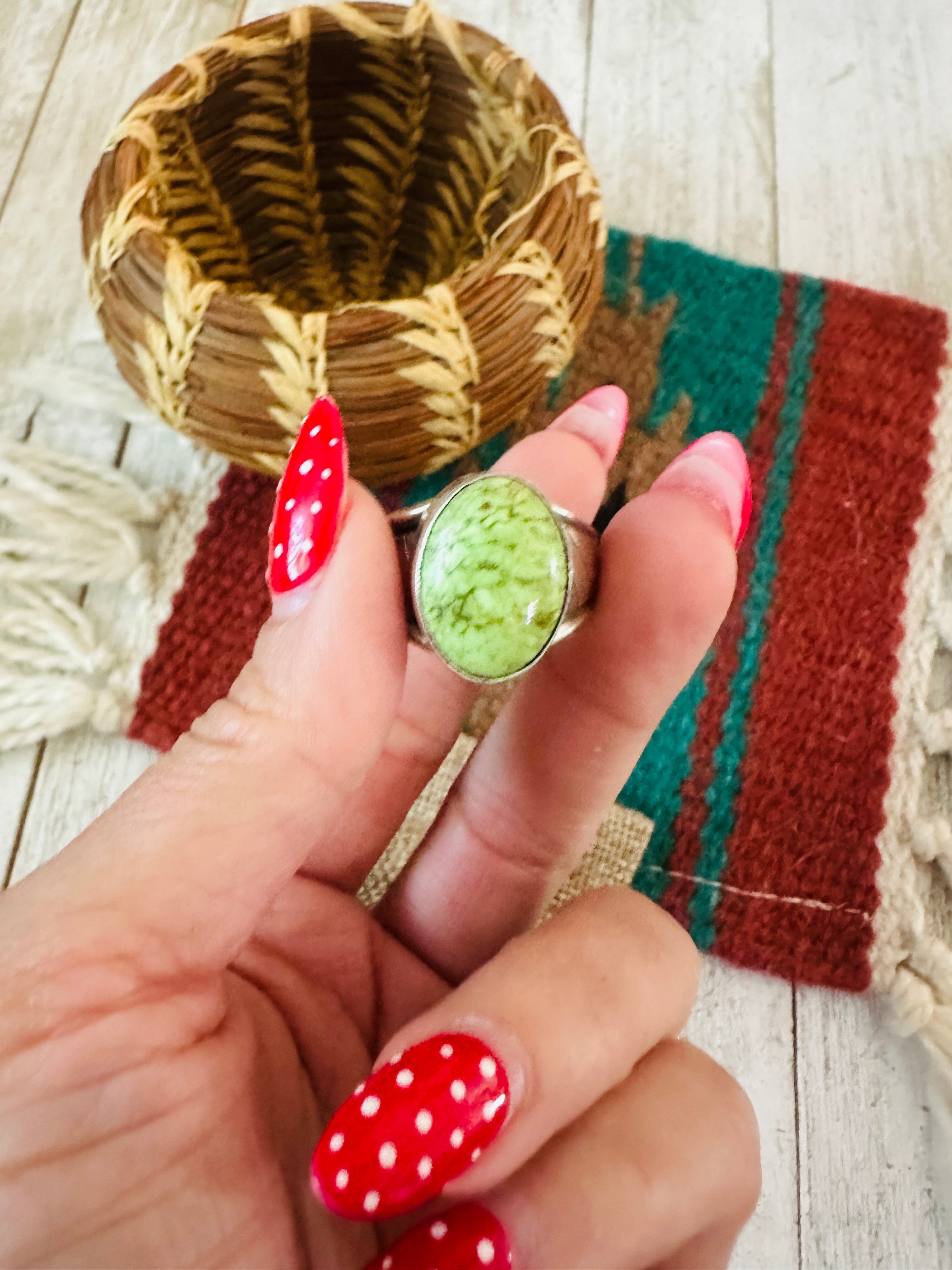 Handcrafted Old Pawn Sterling Silver & Gaspeite Ring