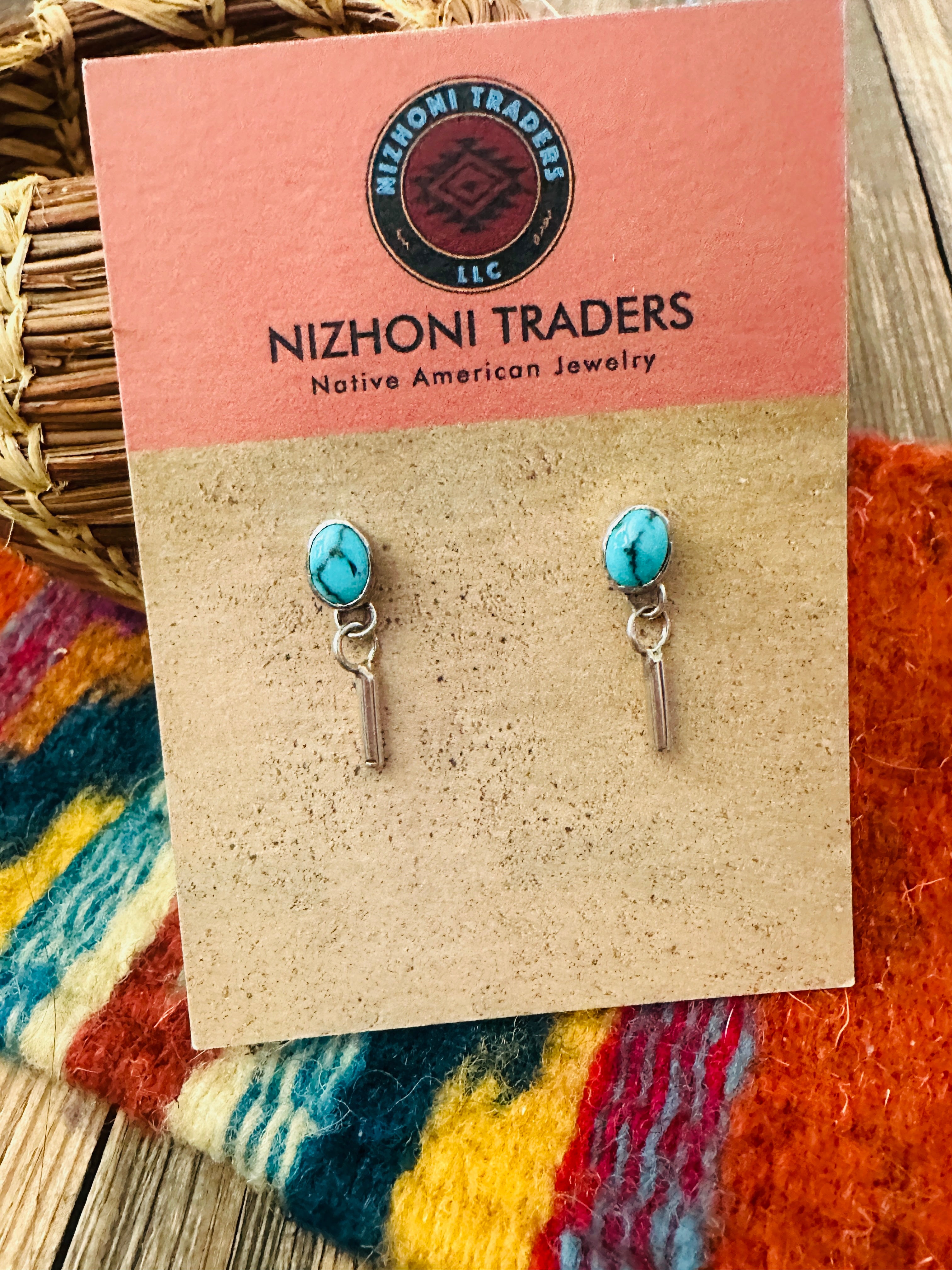Handcrafted Turquoise & Sterling Silver Dangle Earrings