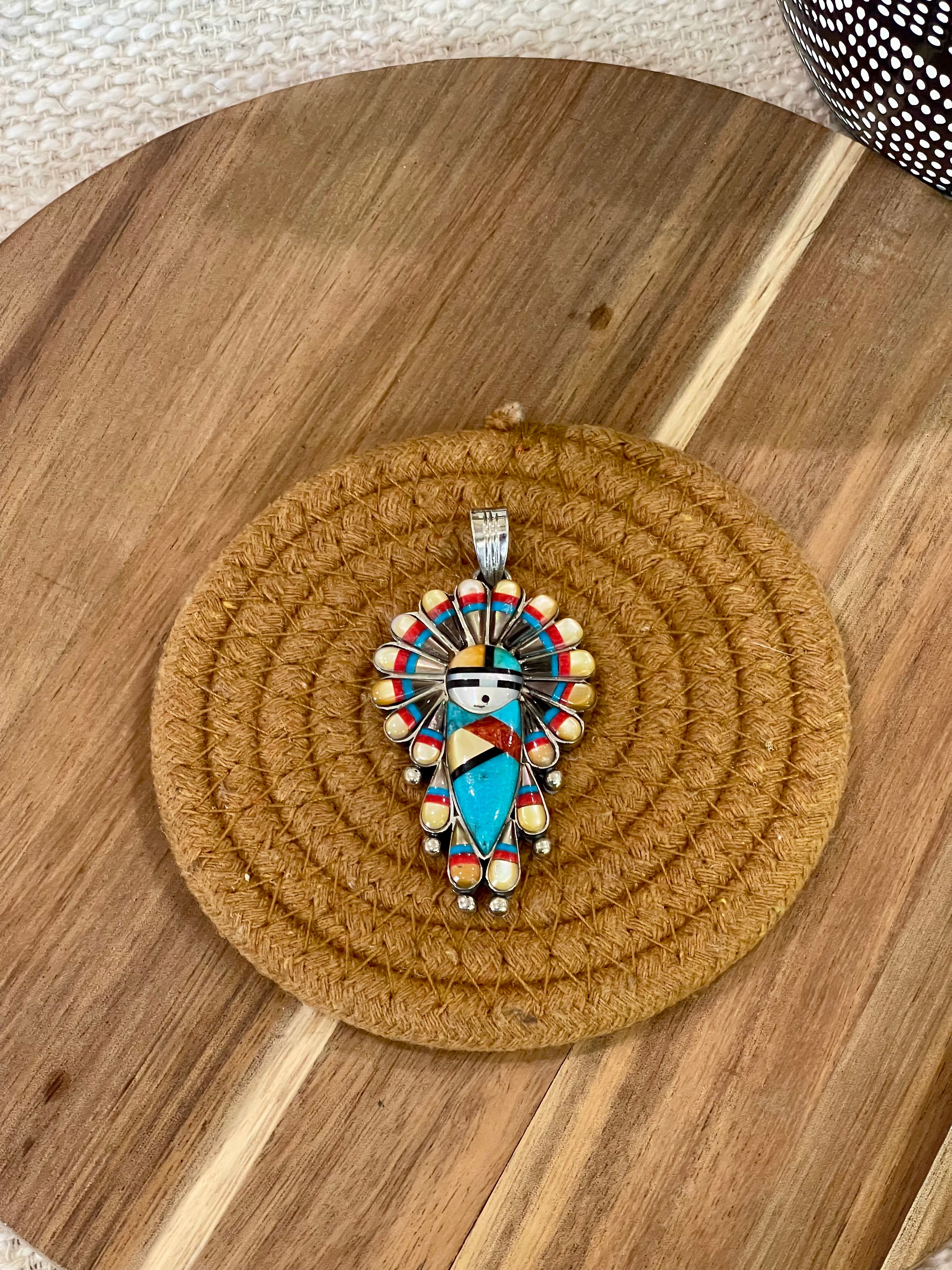 Handmade Sterling Silver & Multi Stone Sunface Pendant