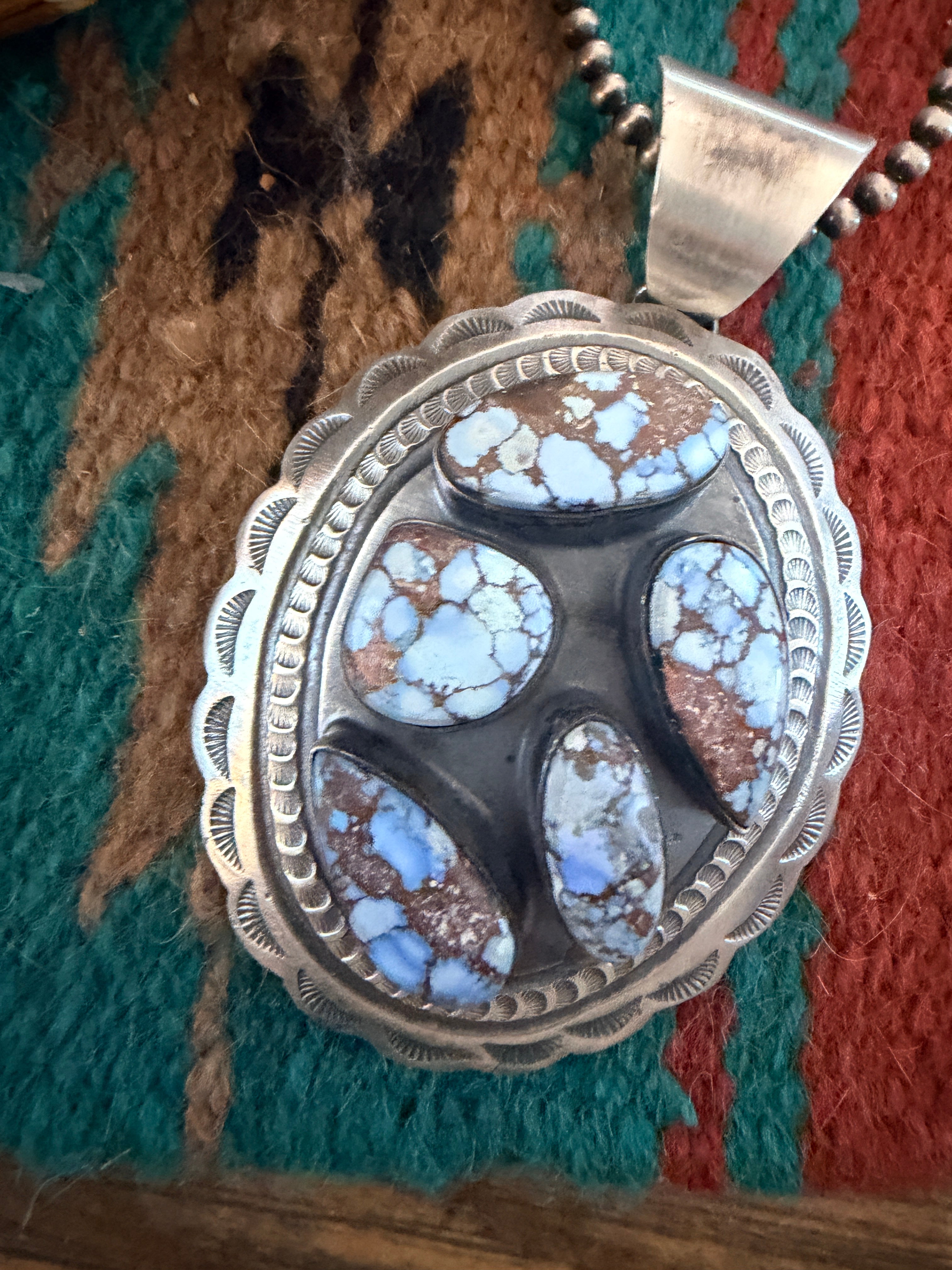 Handcrafted Sterling Silver & Golden Hills Turquoise Concho Pendant by Chimney Butte