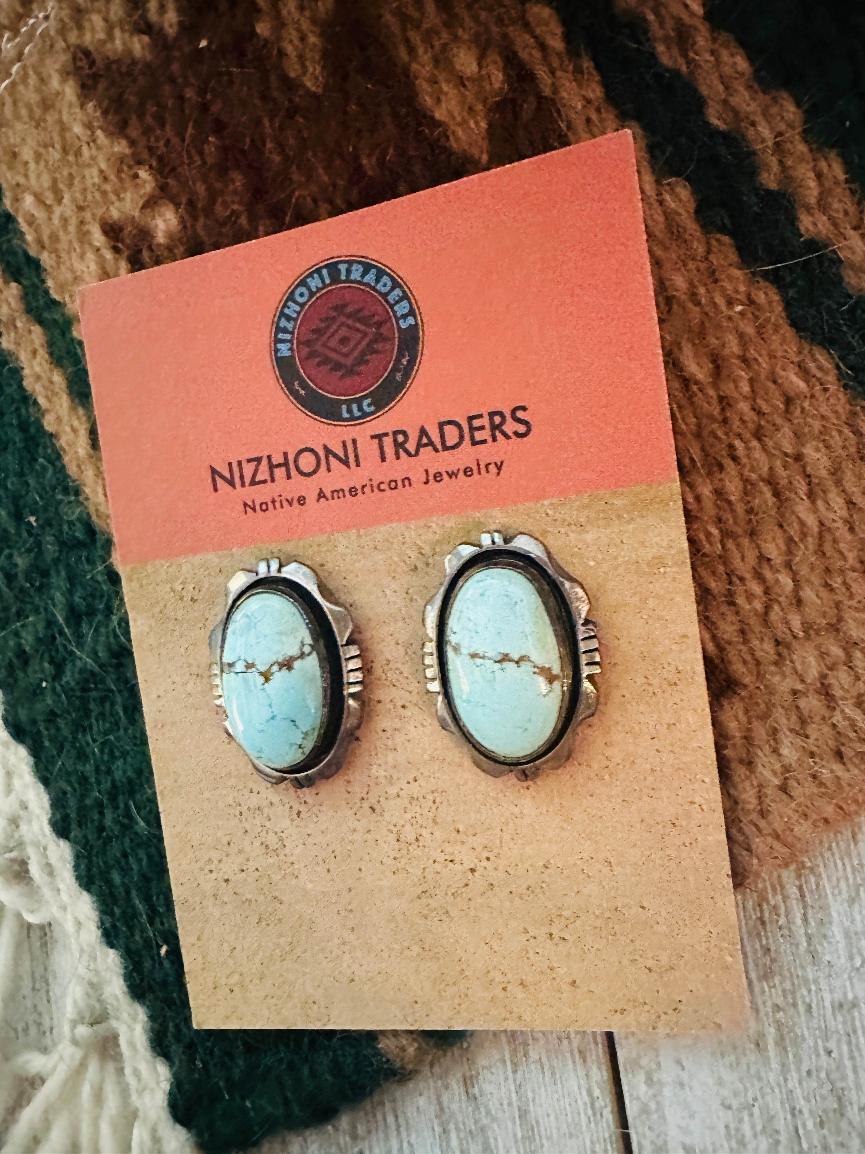 Navajo Golden Hills Turquoise & Sterling Silver Post Earrings