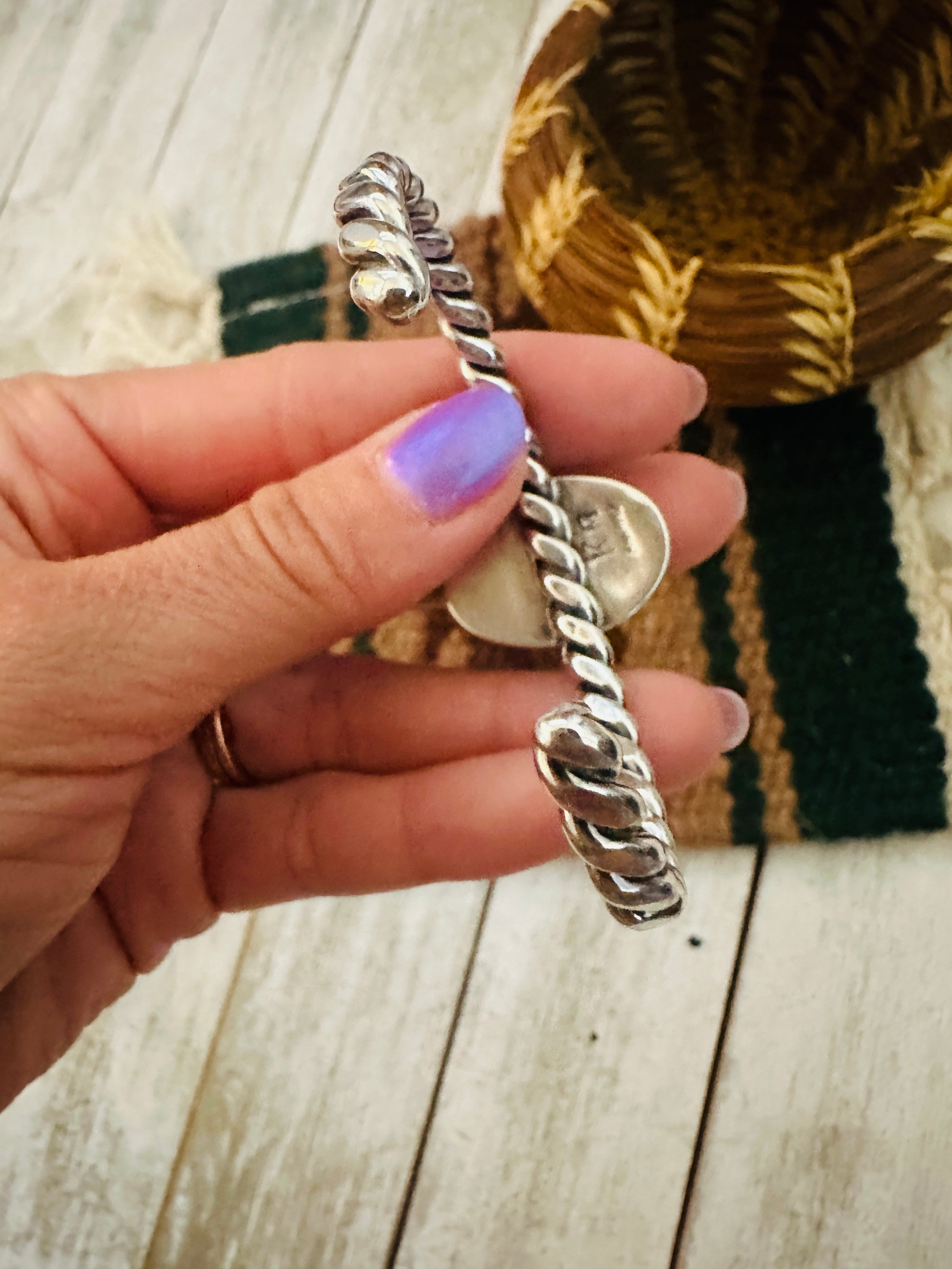 Navajo Sterling Silver & Golden Hills Turquoise Cuff Bracelet