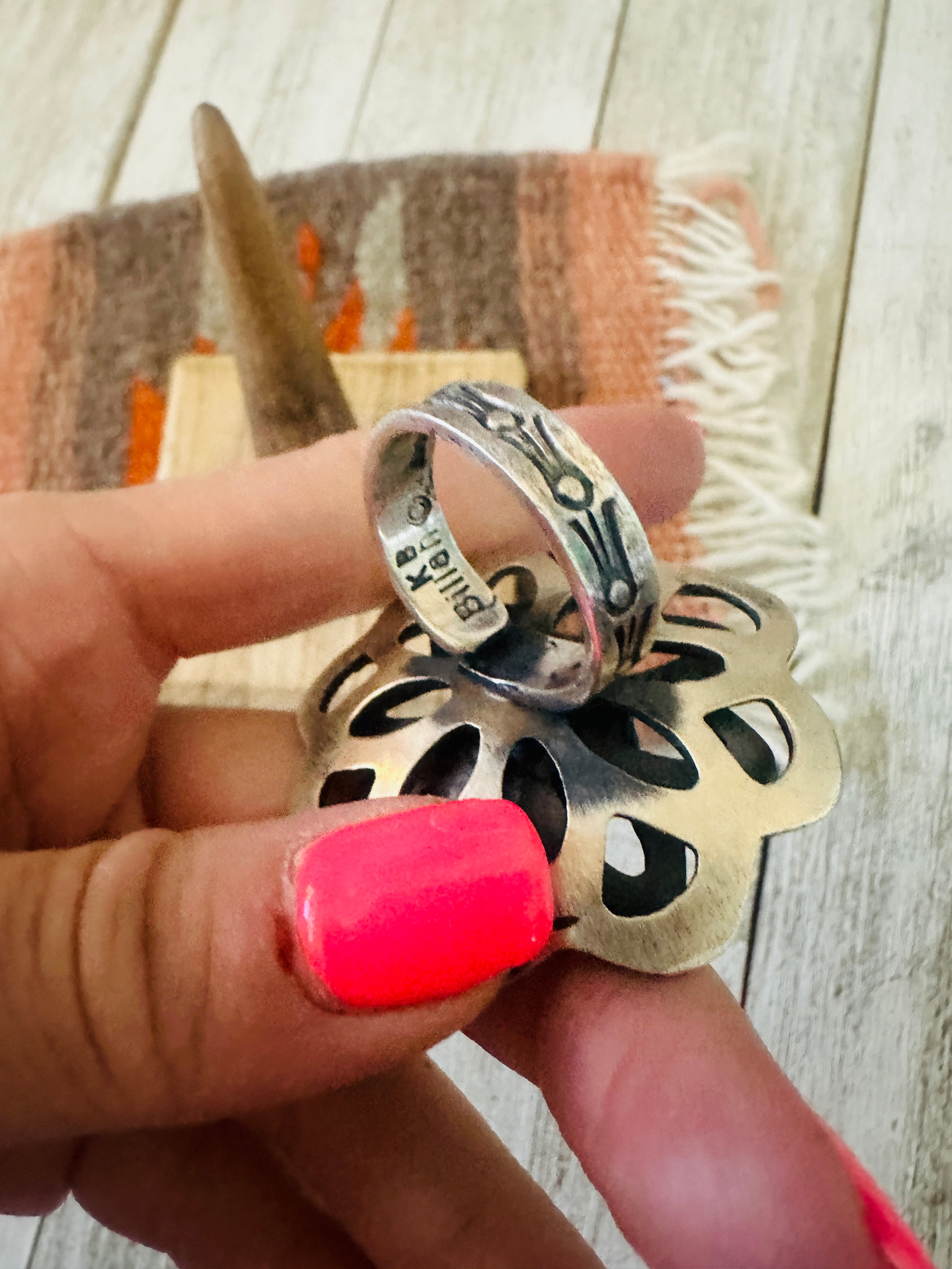 Handcrafted Sterling Silver & Queen Pink Conch Shell Adjustable Flower Ring by Kevin Billah