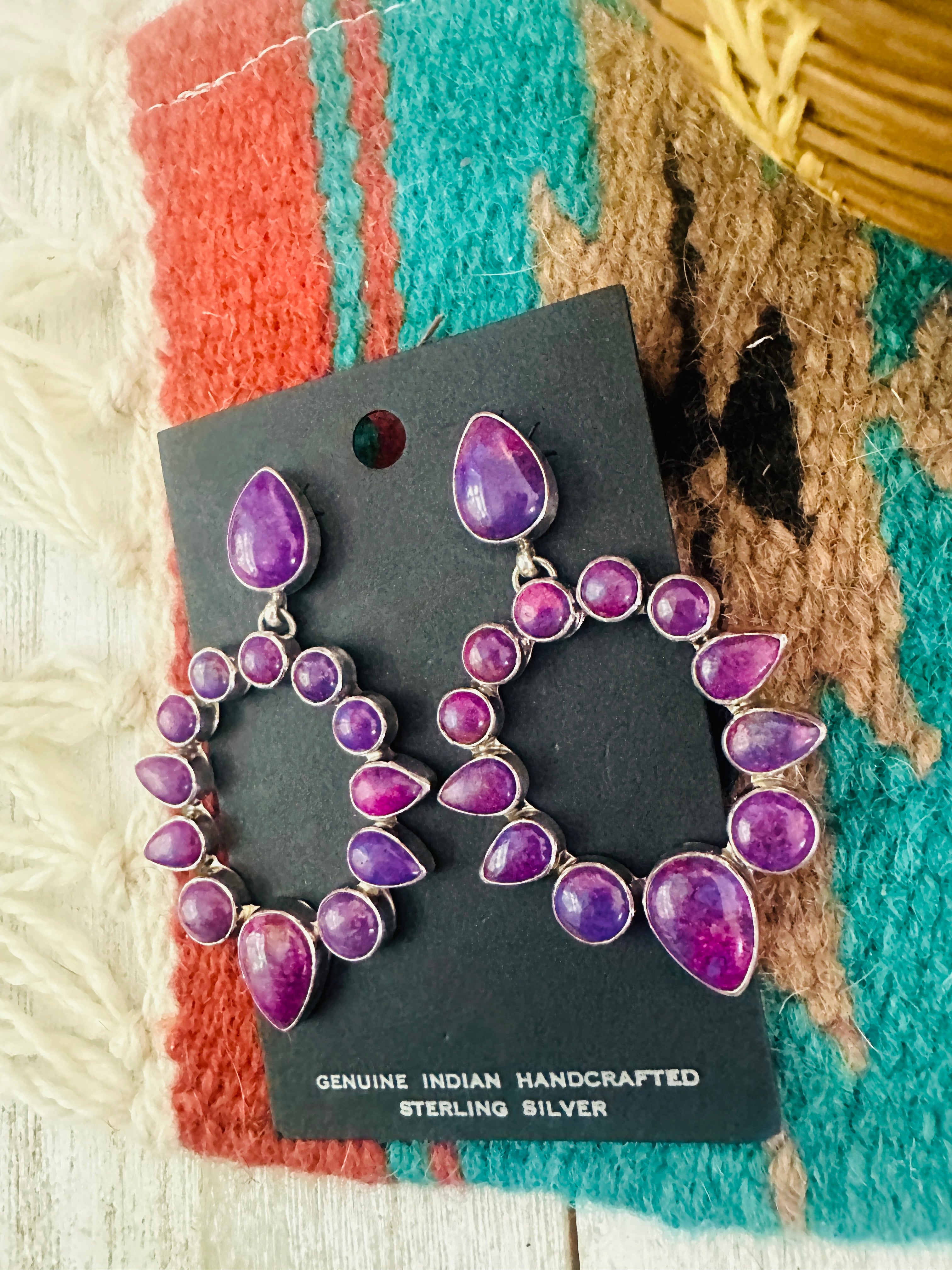 Navajo Purple Dream Mohave & Sterling Silver Dangle Earrings