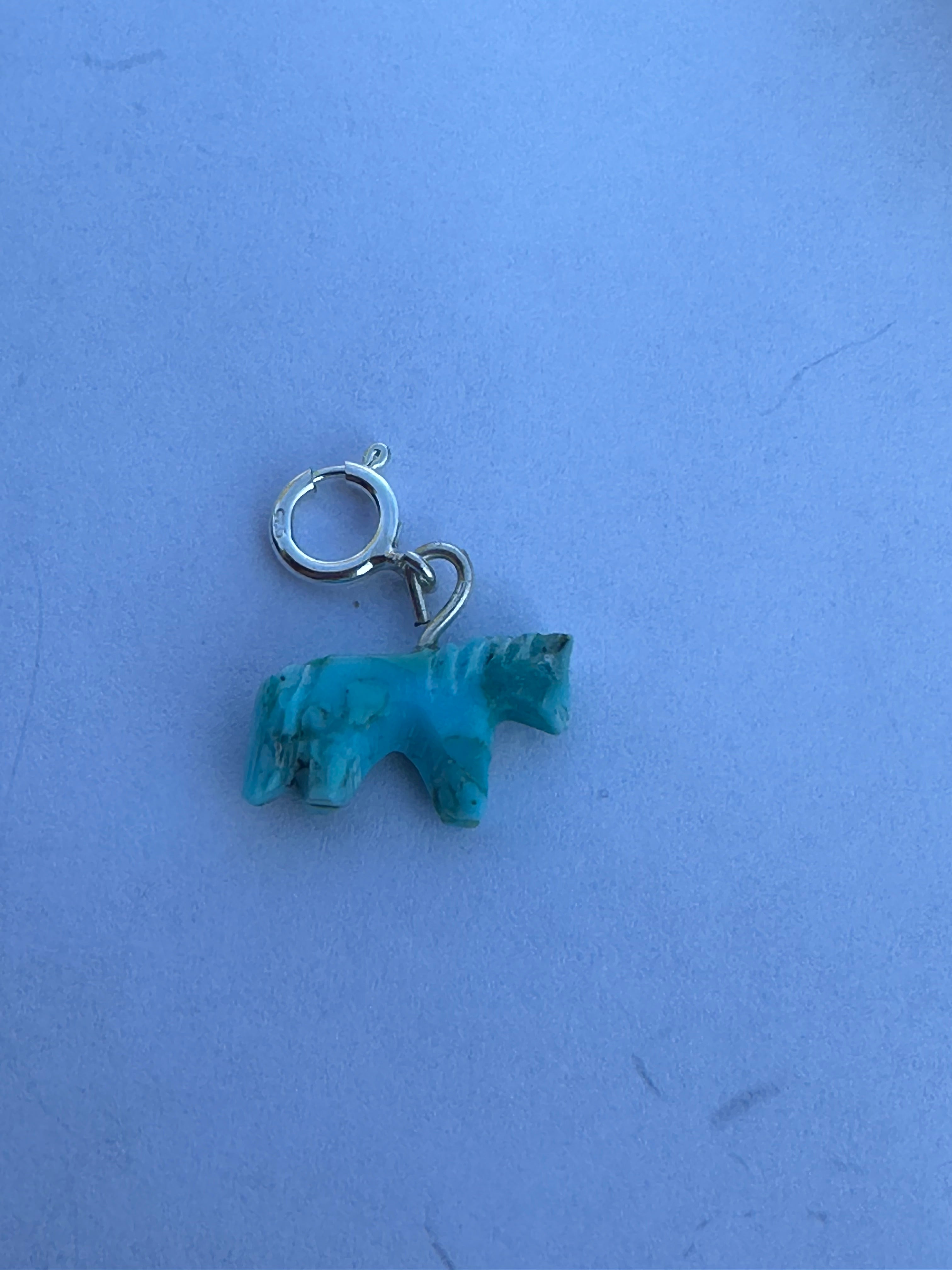 Zuni Hand Carved Turquoise Pony Charm