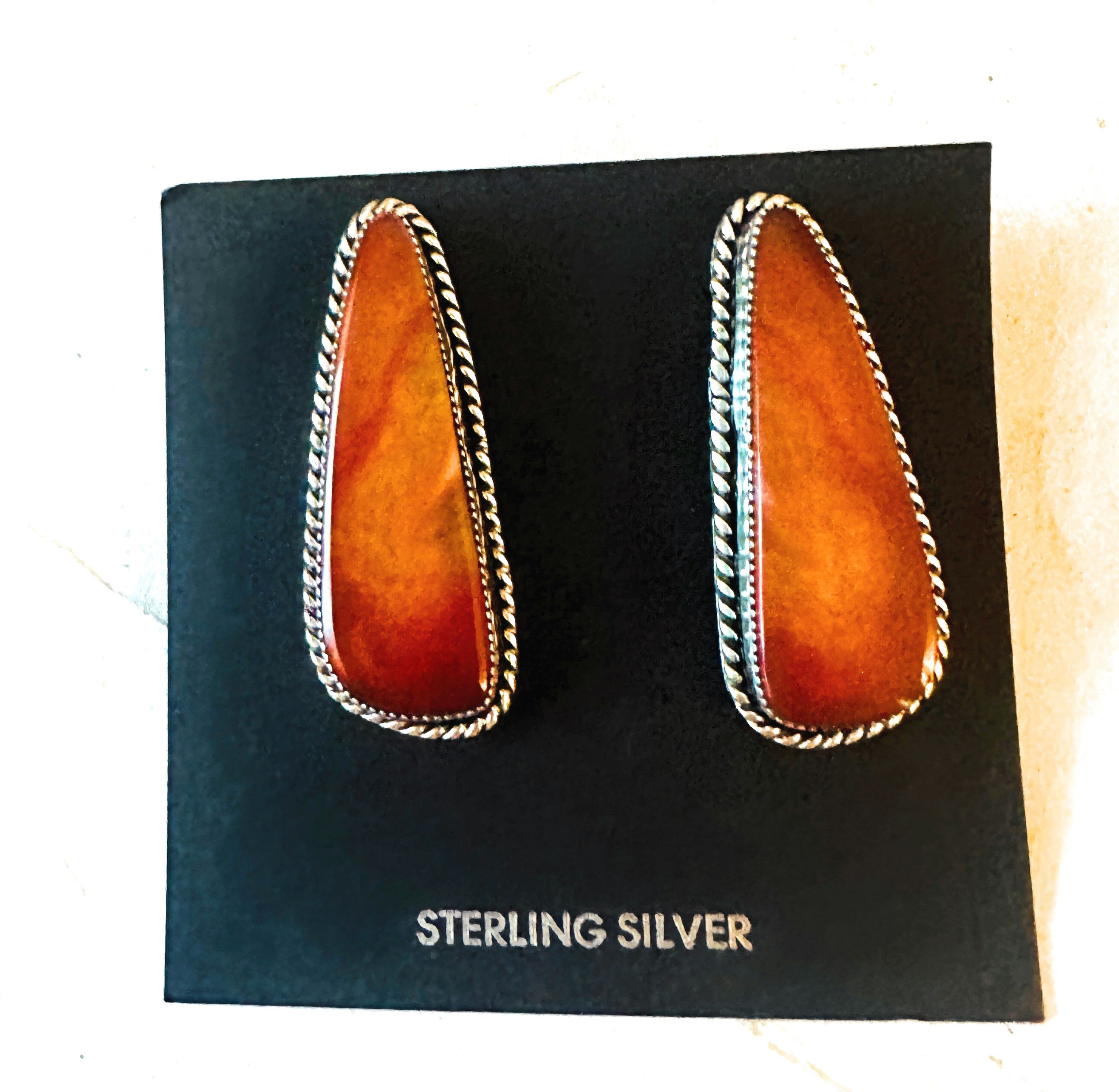 Navajo Jasper Sterling Silver Post Earrings Signed