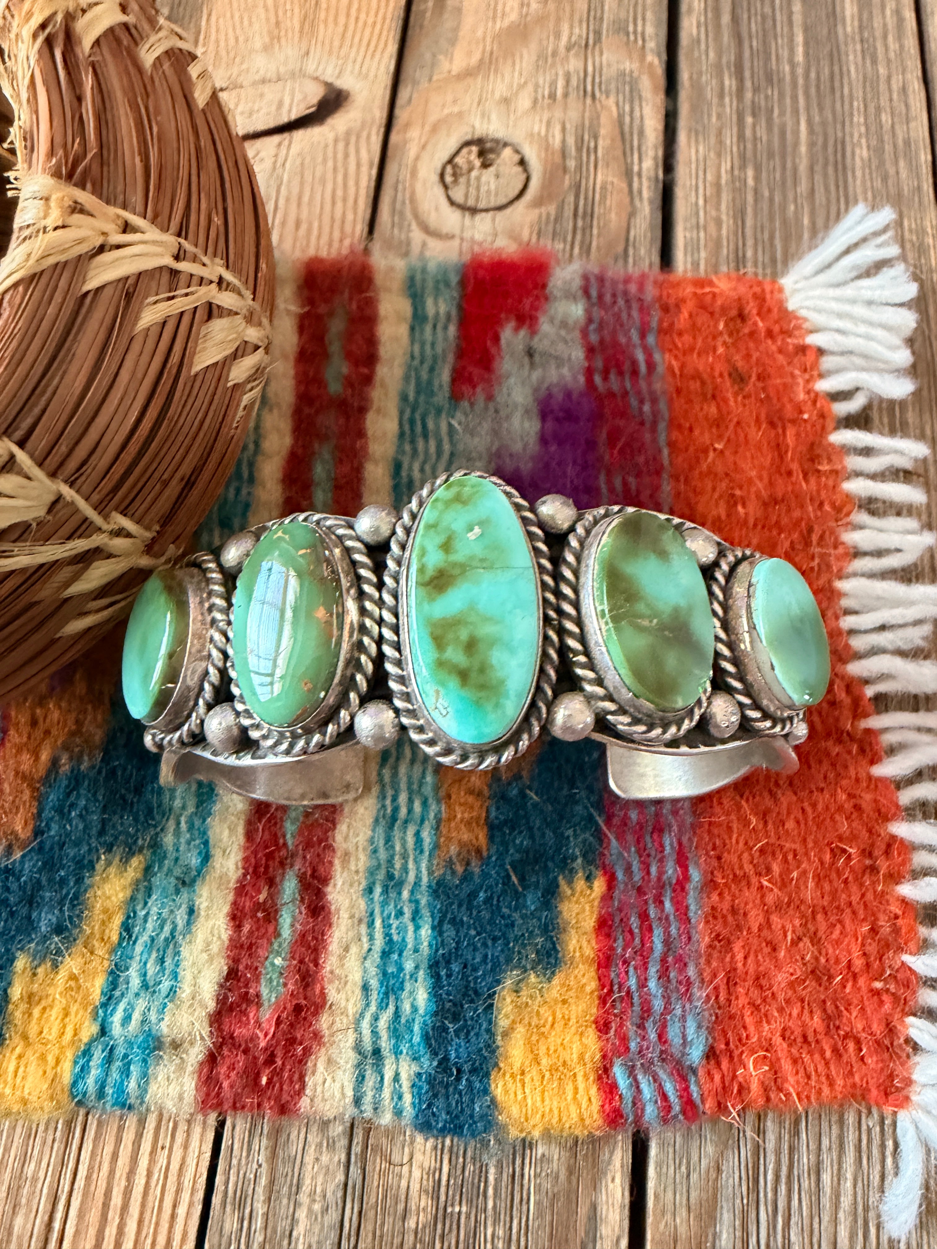 Handcrafted Sonoran Mountain Turquoise & Sterling Silver Cuff Bracelet