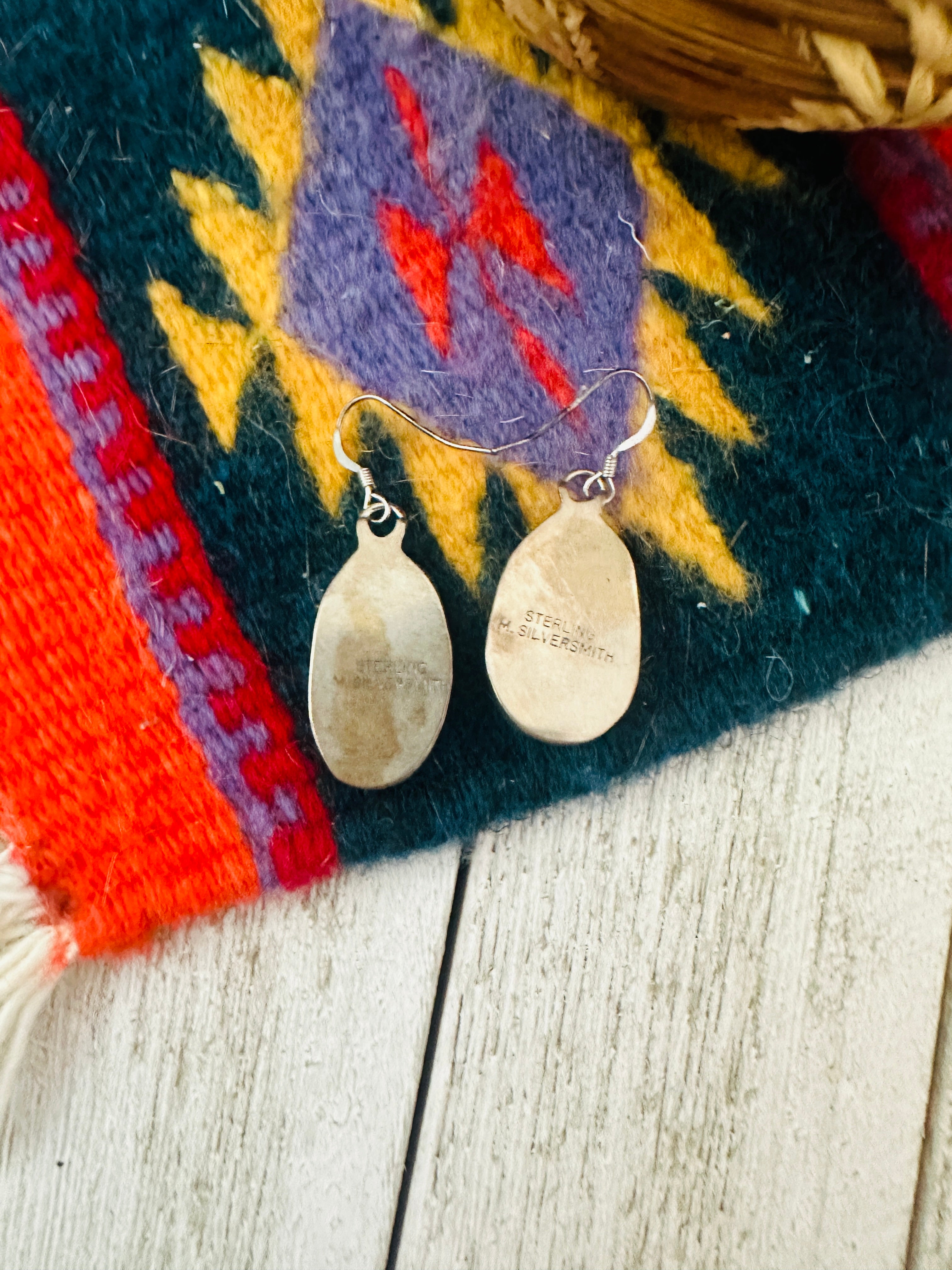 Navajo Golden Hills Turquoise & Sterling Silver Dangle Earrings