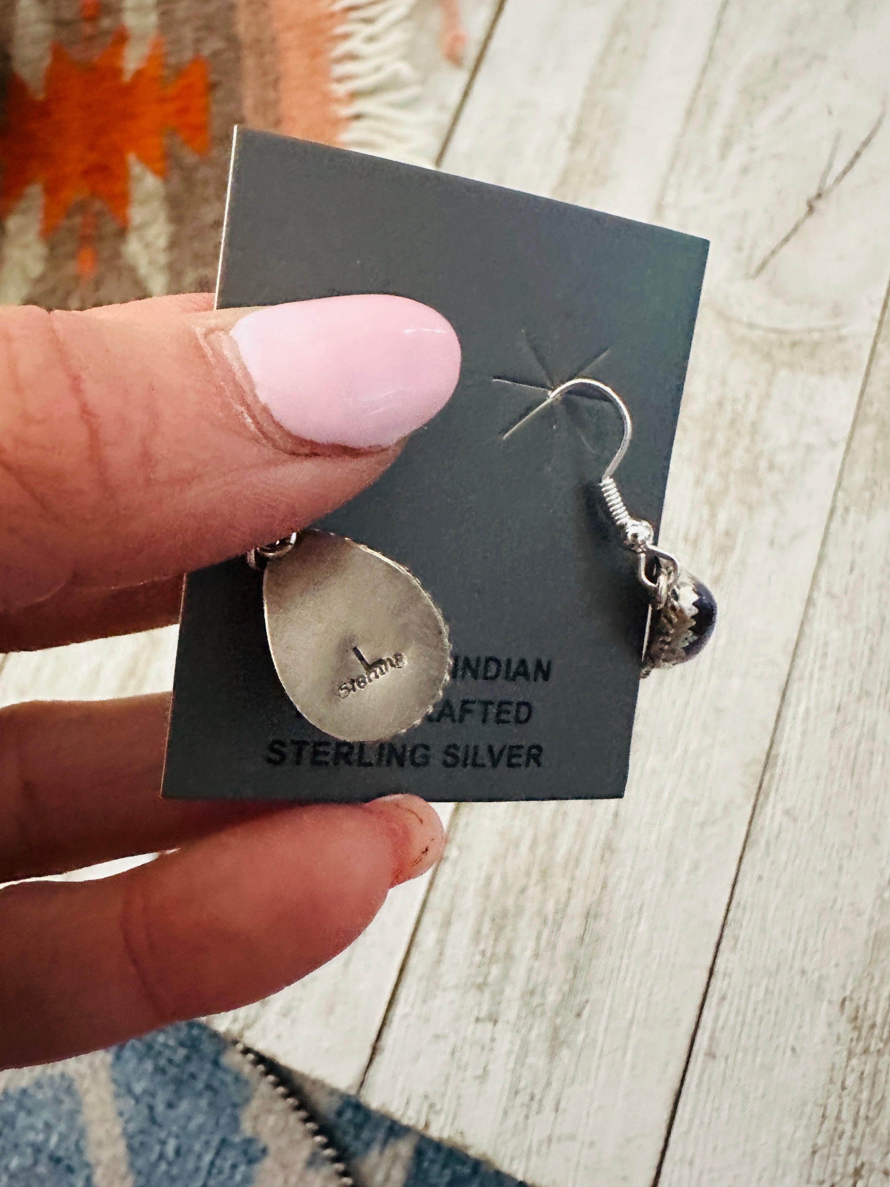 Handcrafted  Sterling Silver & Purple Mojave Dangle Earrings