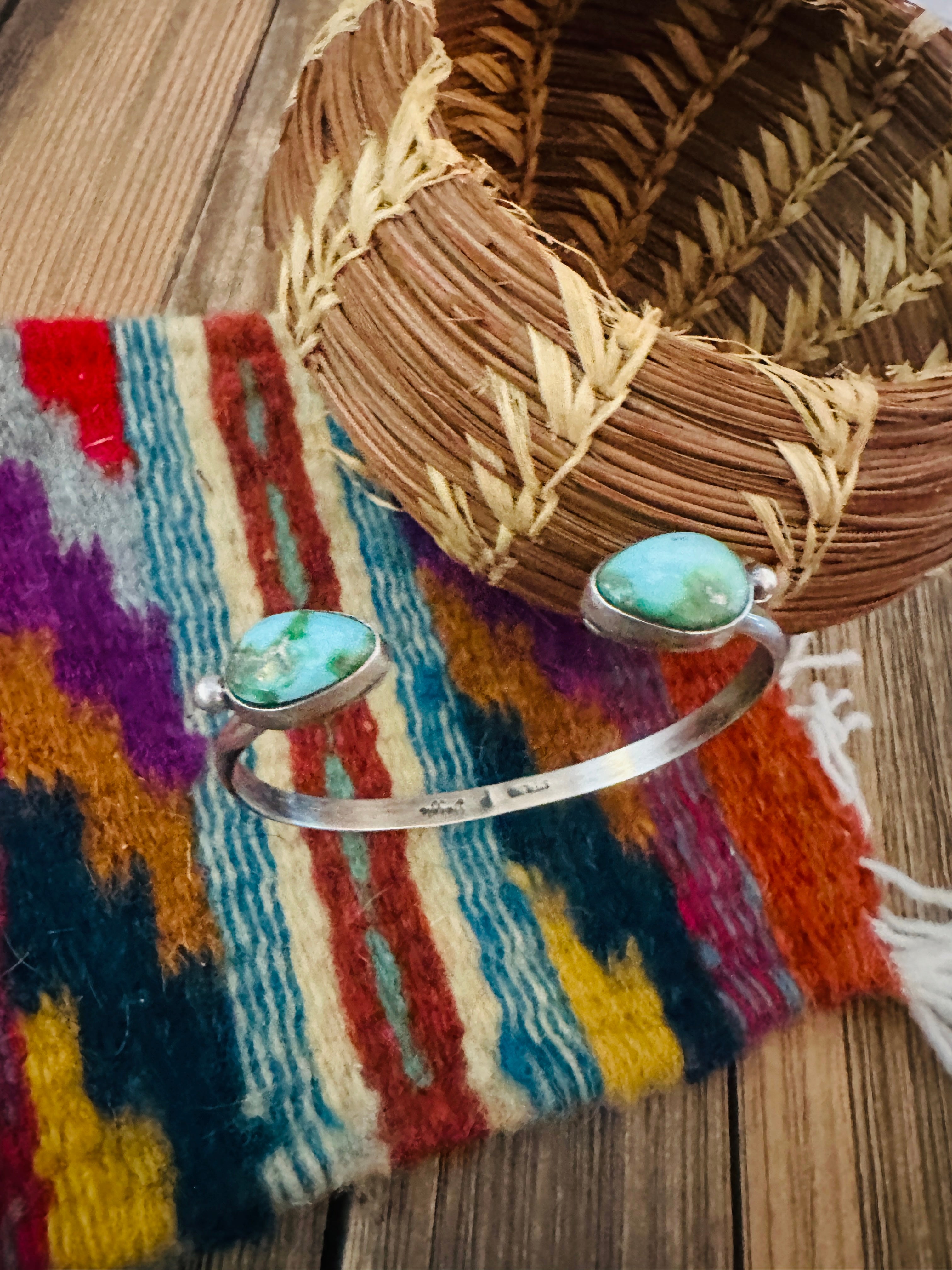 Handcrafted Sonoran Mountain Turquoise & Sterling Silver Floating Cuff Bracelet