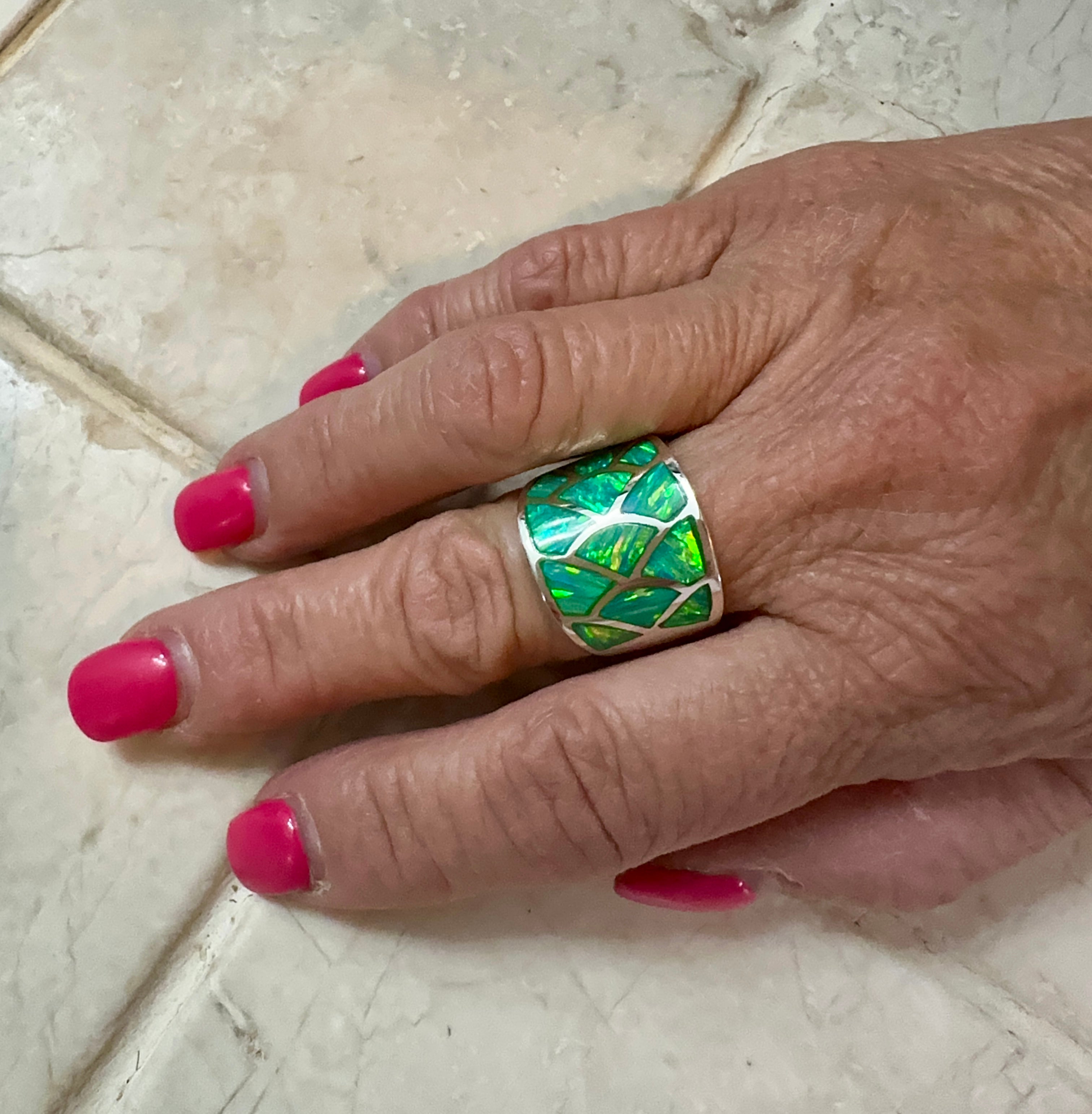 Green Opal Sterling Silver Mermaid Ring