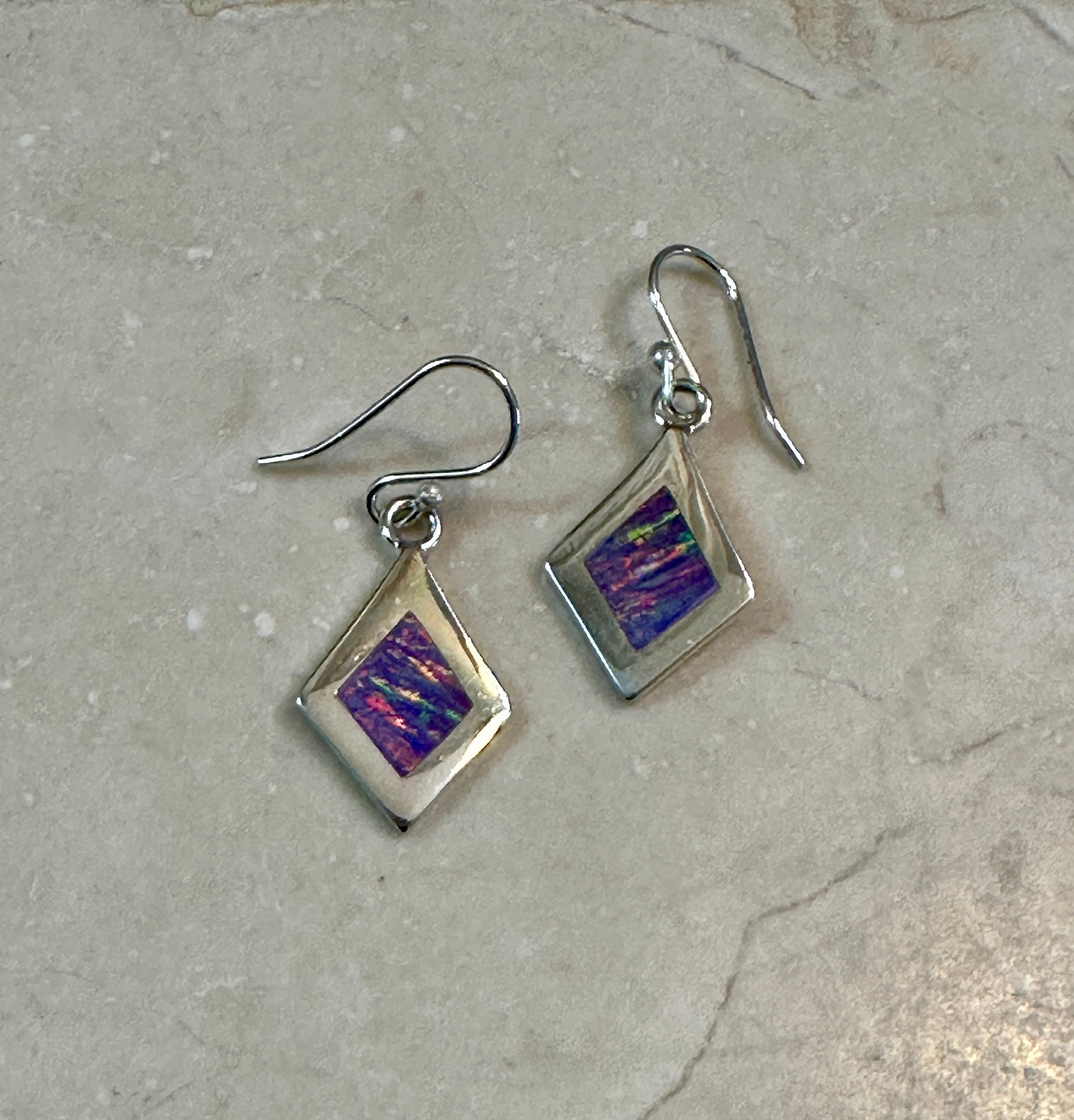 Lilac Opal Inlay Earrings on Hook