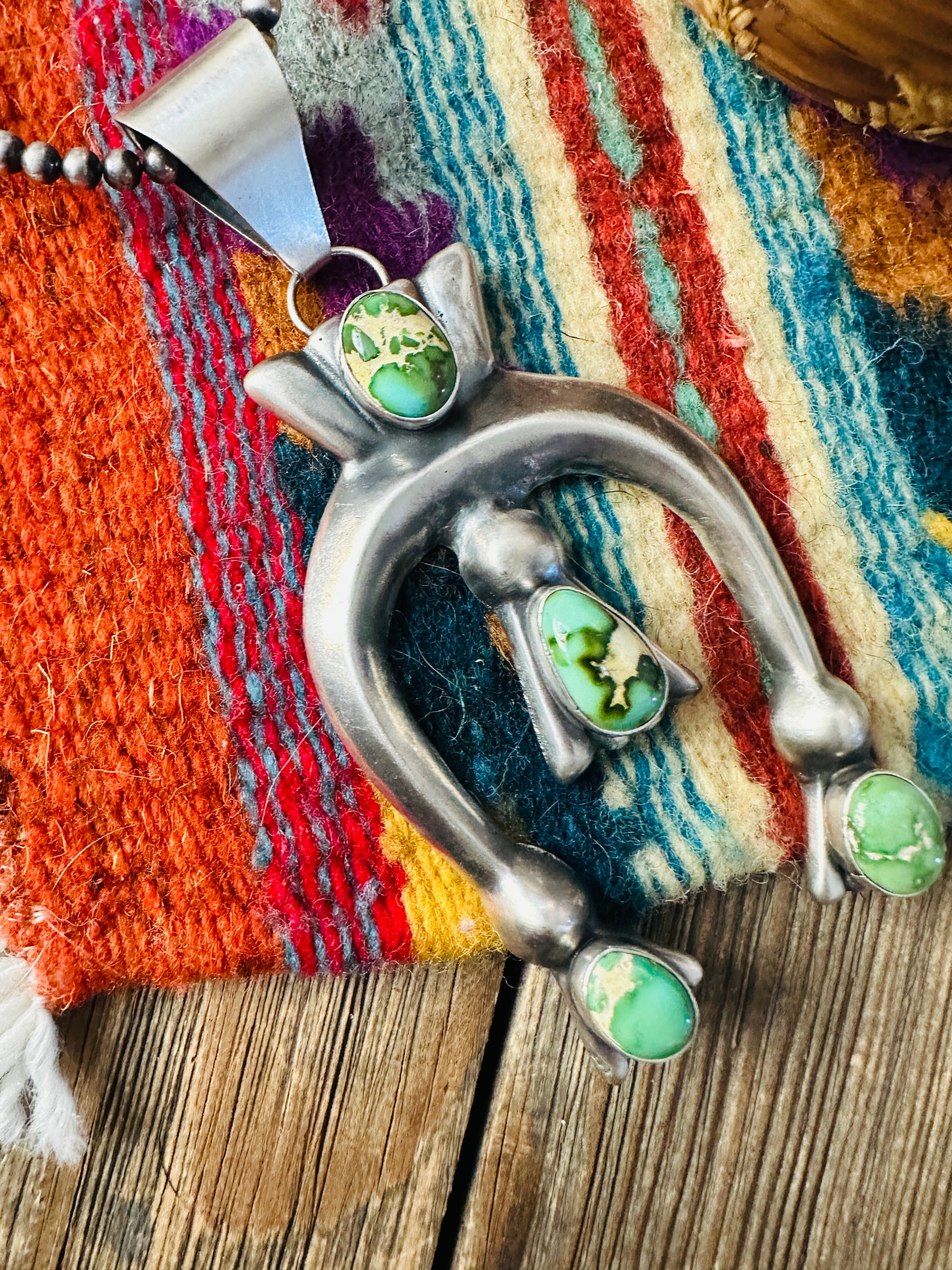 Handcrafted Sterling Silver & Sonoran Mountain Turquoise Naja Pendant by Eugene Gruber