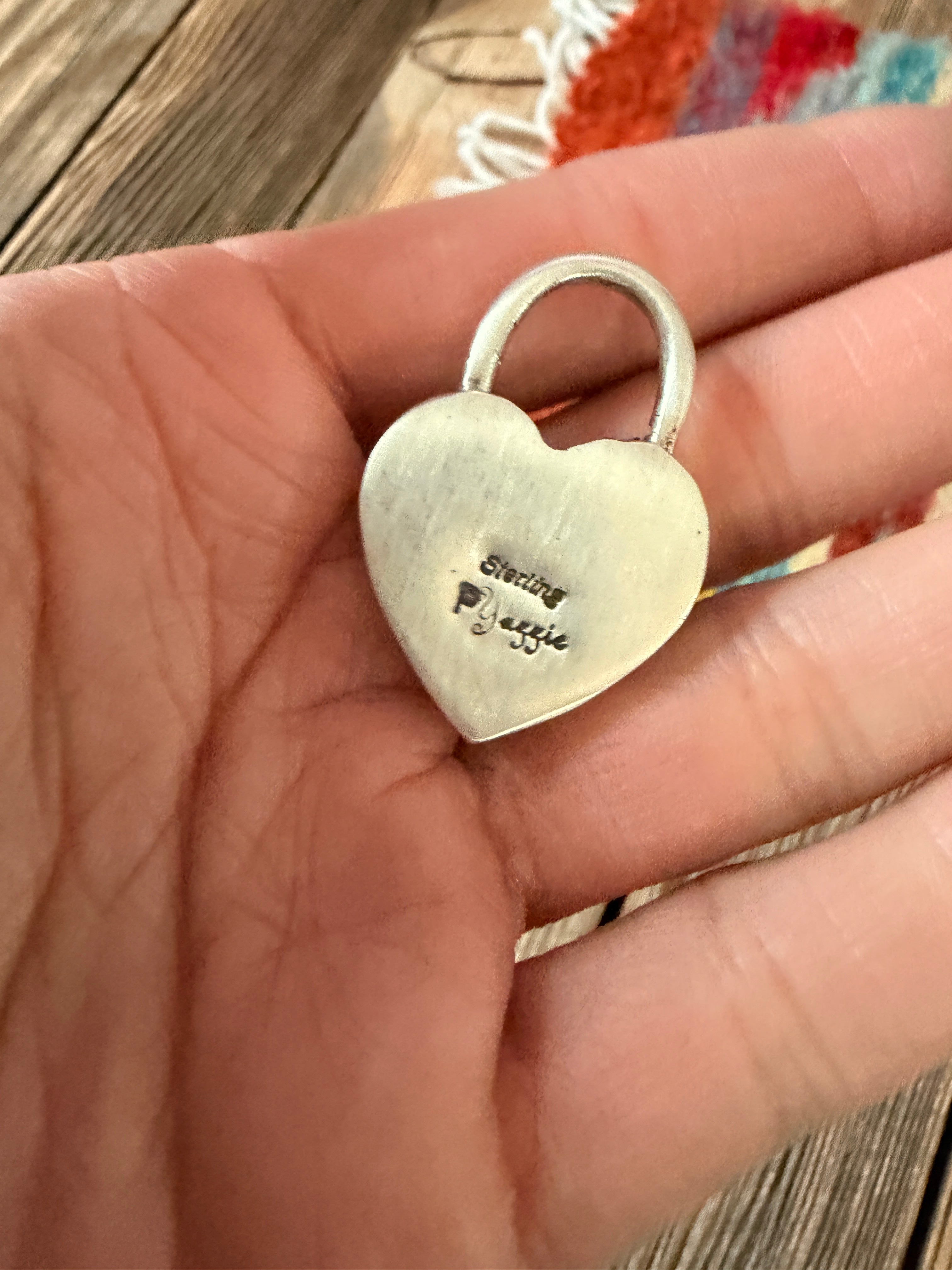 Handcrafted Sterling Silver & Queen Pink Conch Heart Locket Pendant