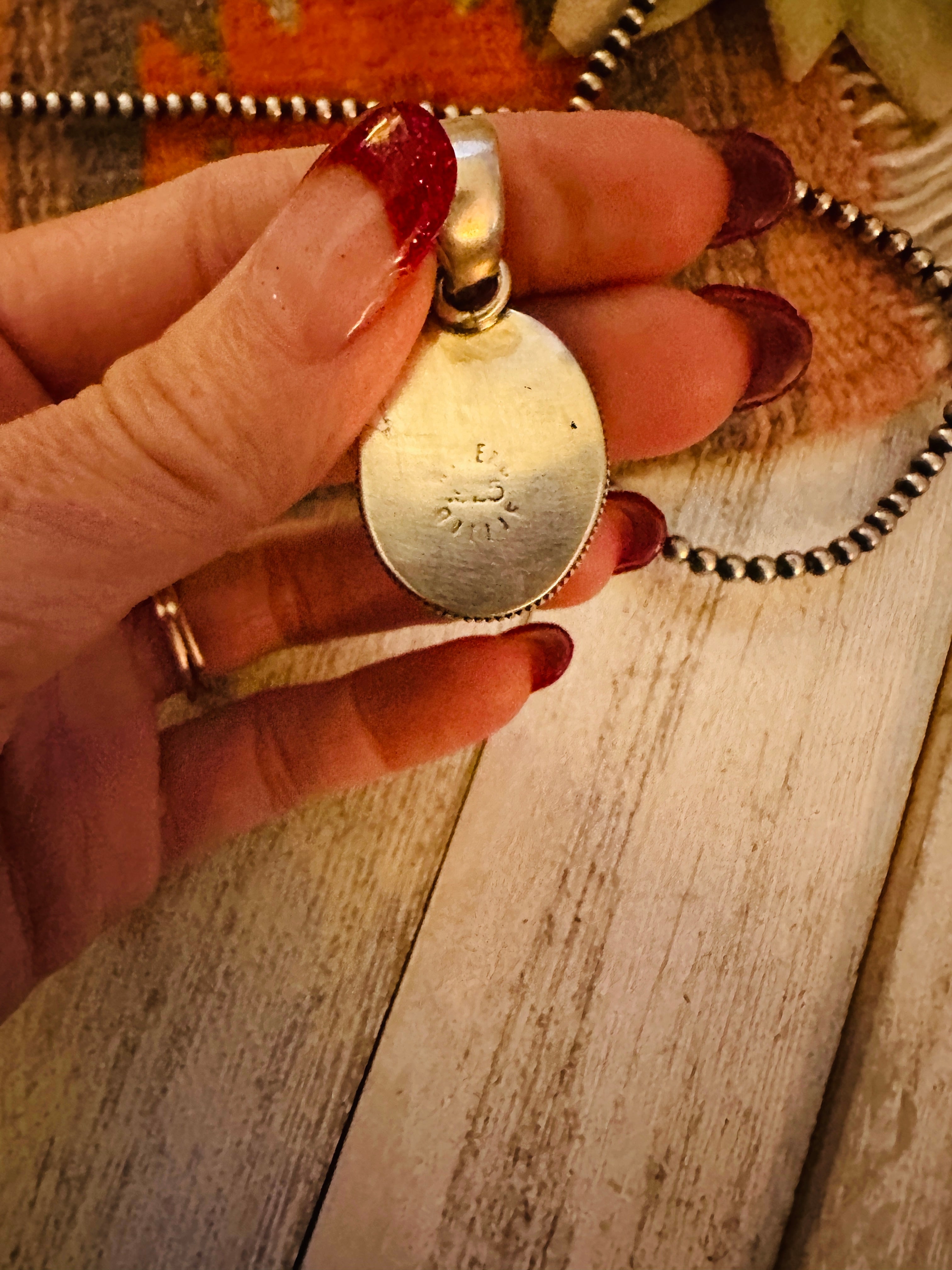 Navajo Howlite & Sterling Silver Pendant by Wydell Billie