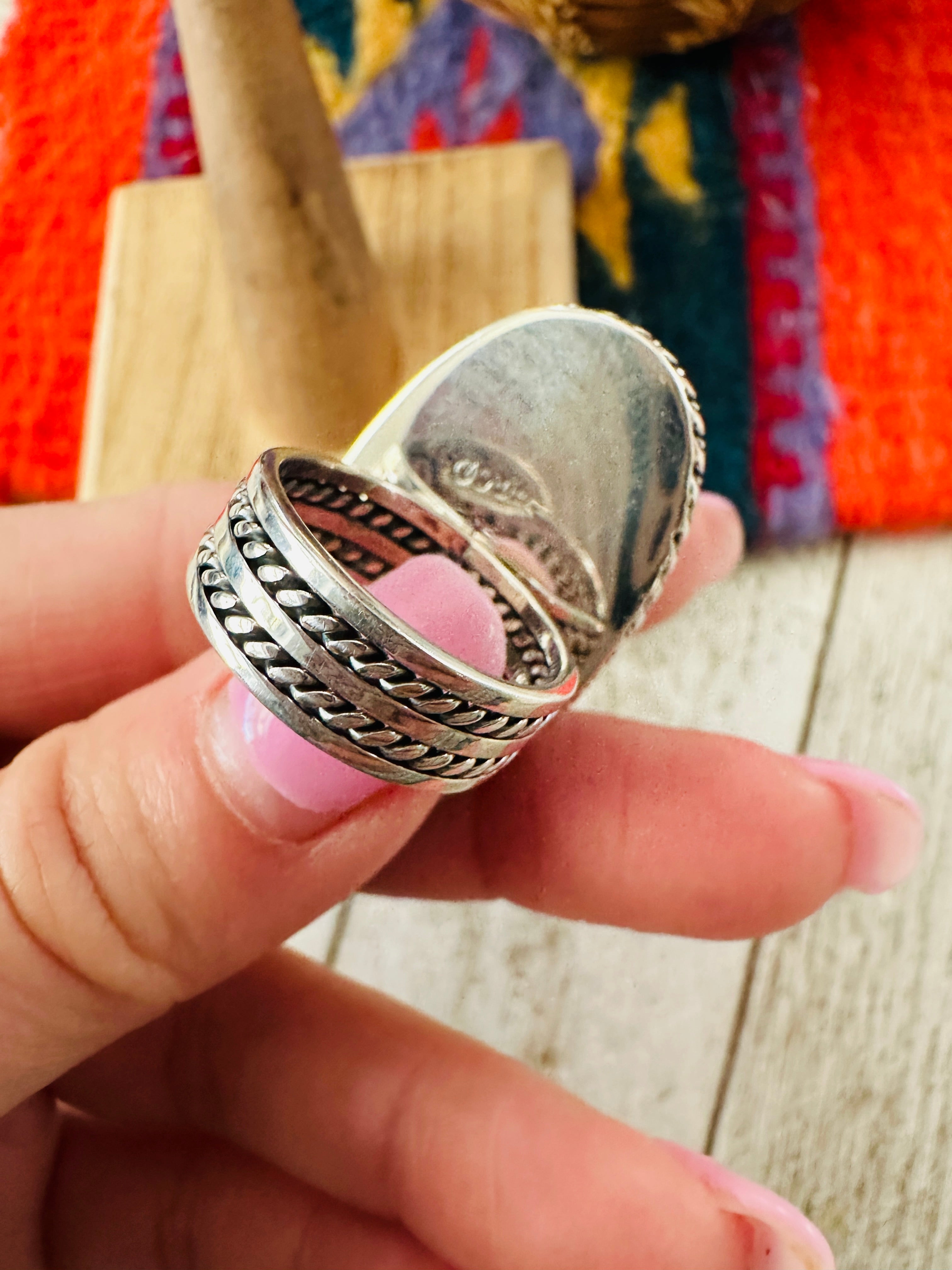 Navajo Opal & Sterling Silver Inlay Ring Size 6