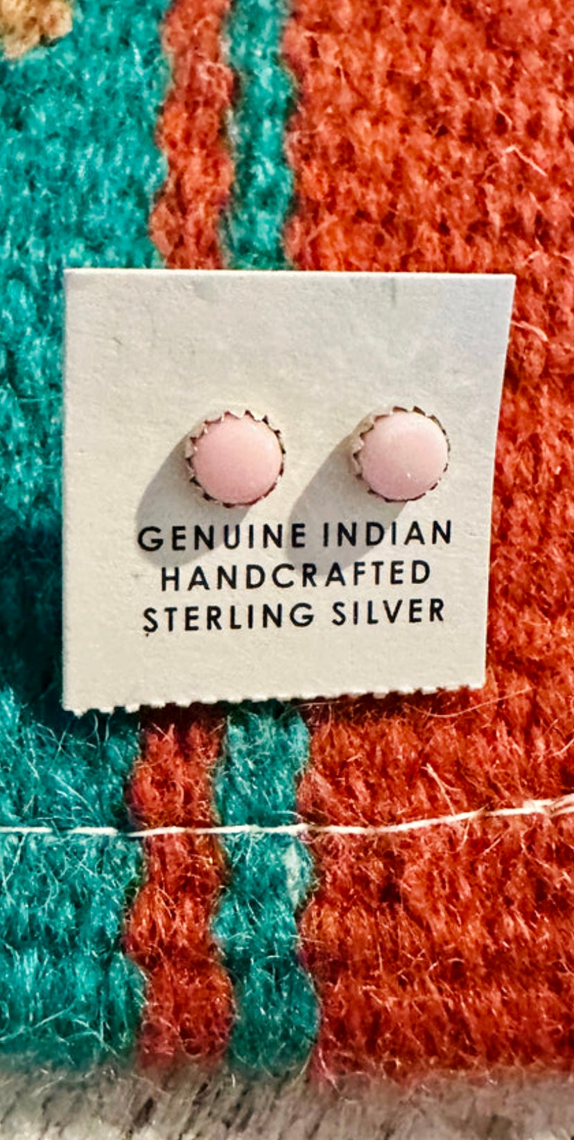 Navajo Queen Pink Conch & Sterling Silver Mini Stud Earrings