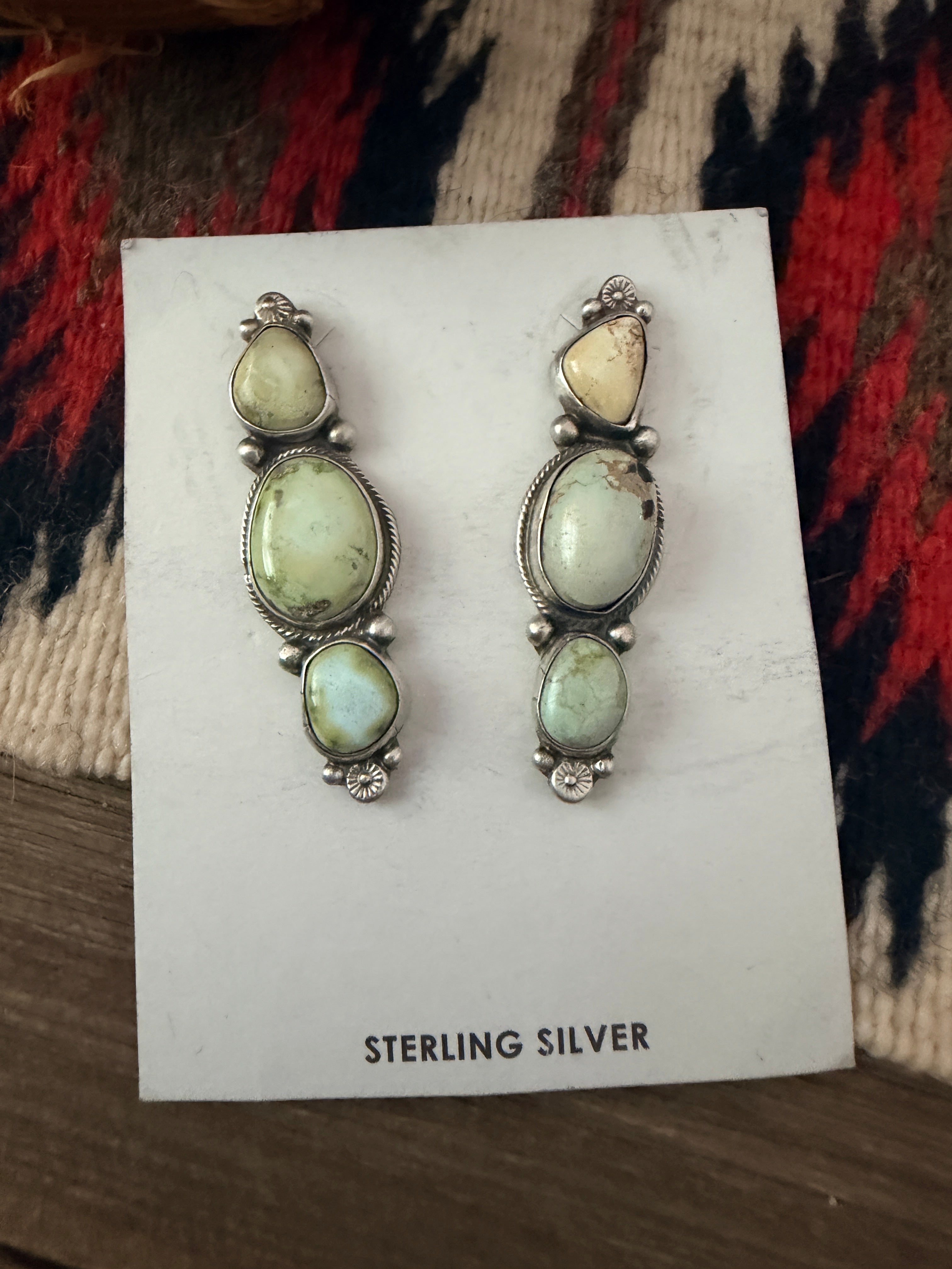 Handcrafted Palomino Turquoise & Sterling Silver Dangle Earrings
