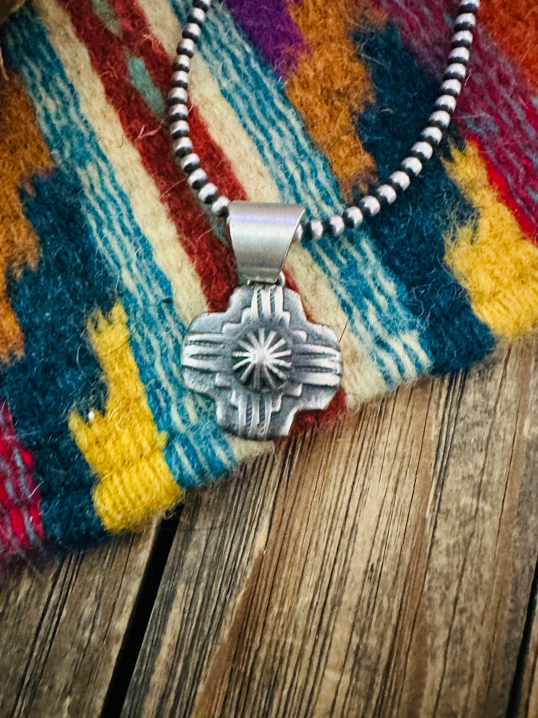 Handcrafted Sterling Silver Zia Cross Pendant by Chimney Butte