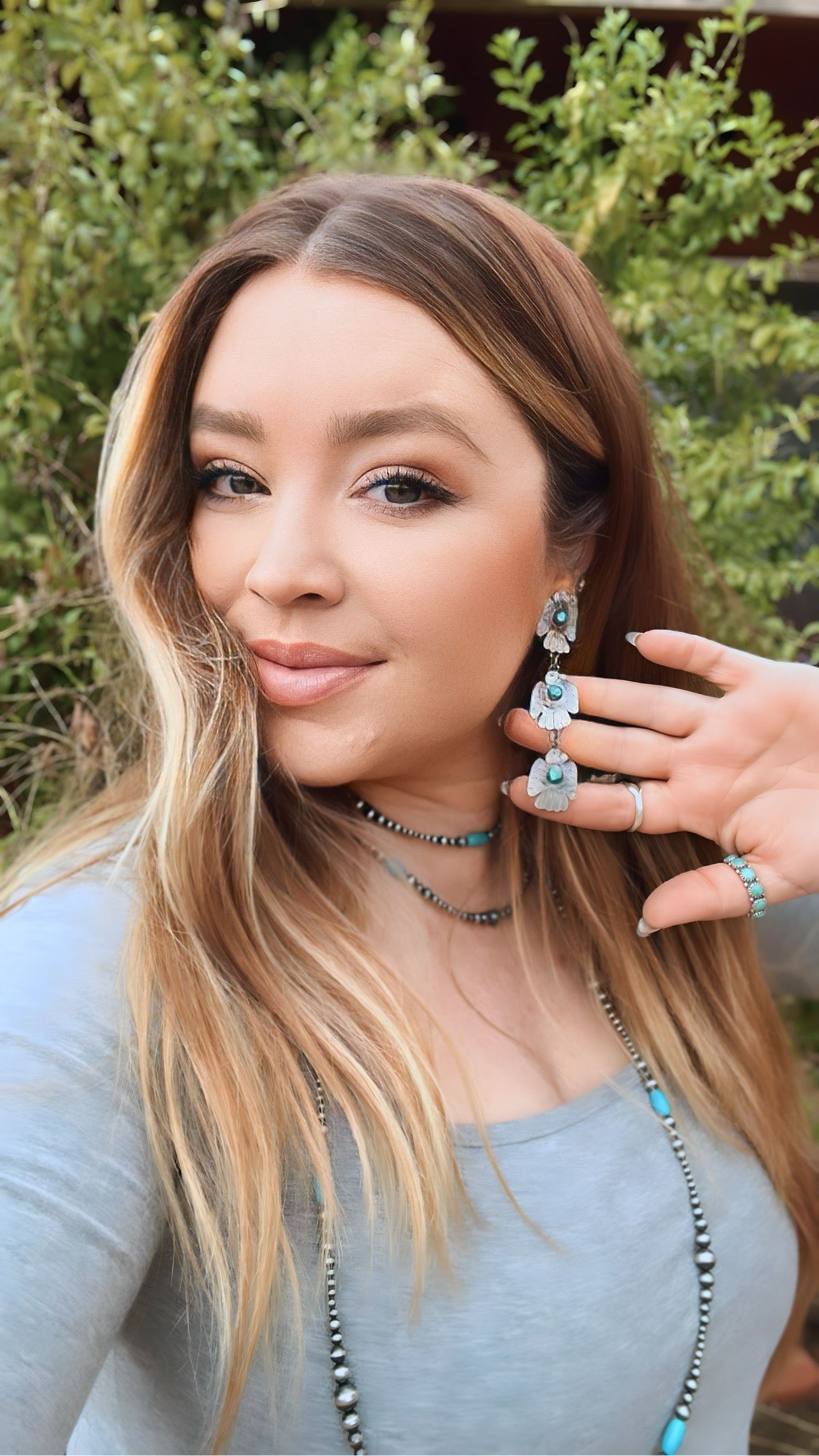 Navajo Sterling Silver & Turquoise Thunderbird Dangle Earrings