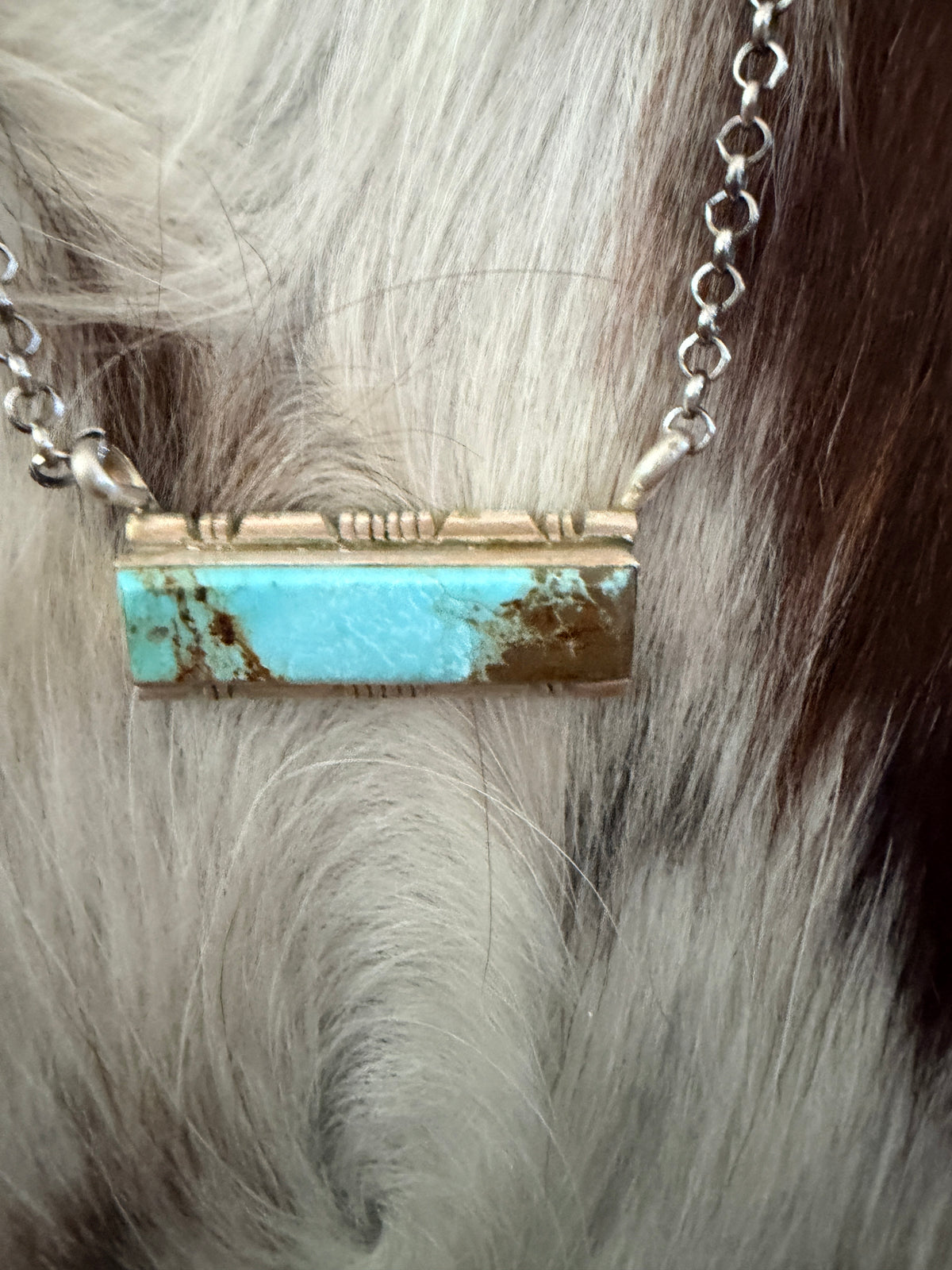 Handcrafted Turquoise & Sterling Silver Bar Necklace