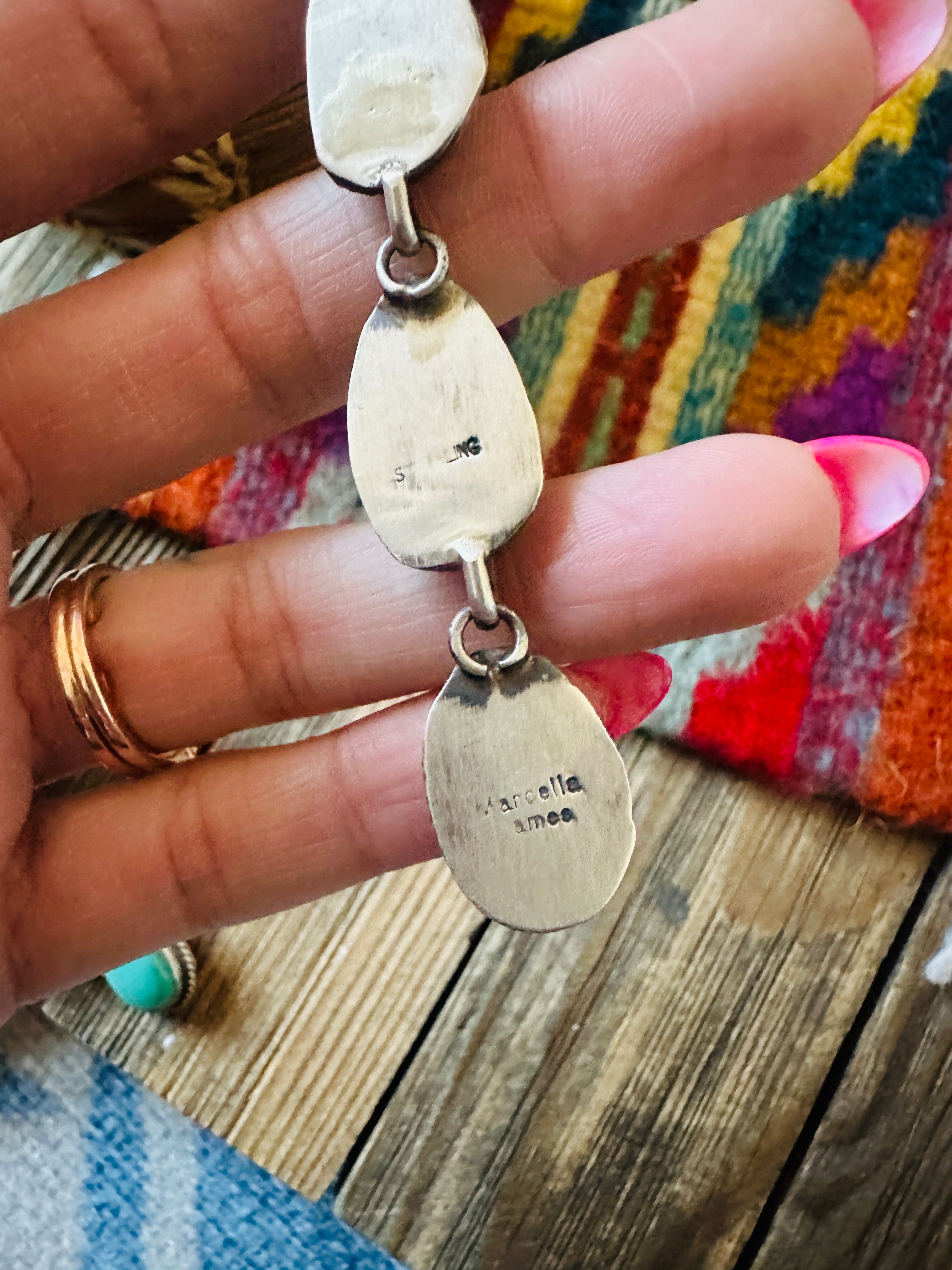 Handcrafted Turquoise & Sterling Silver Dangle Earrings by Marcella James