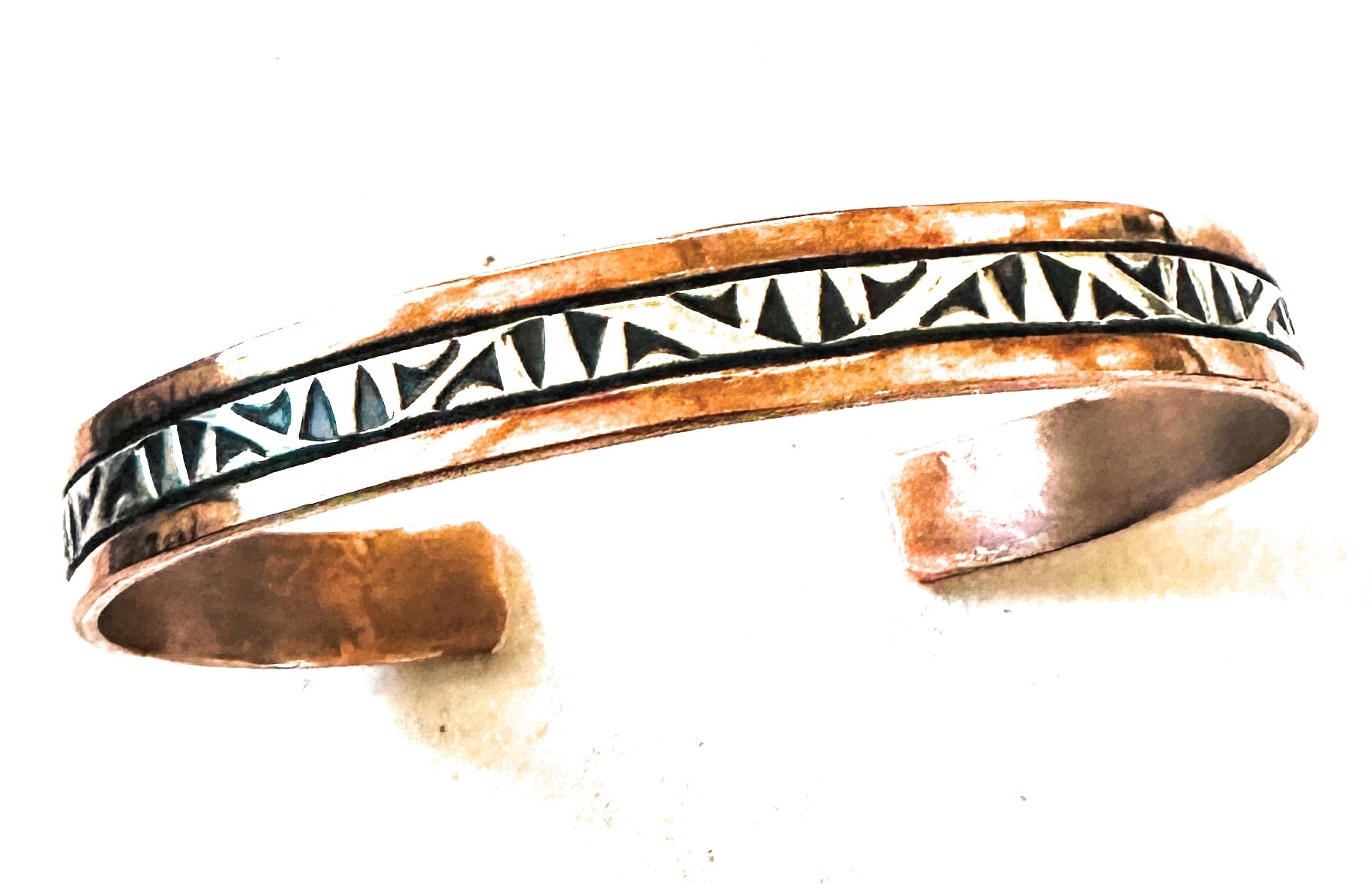 Navajo Copper and Sterling Silver Cuff  Bracelet Signed