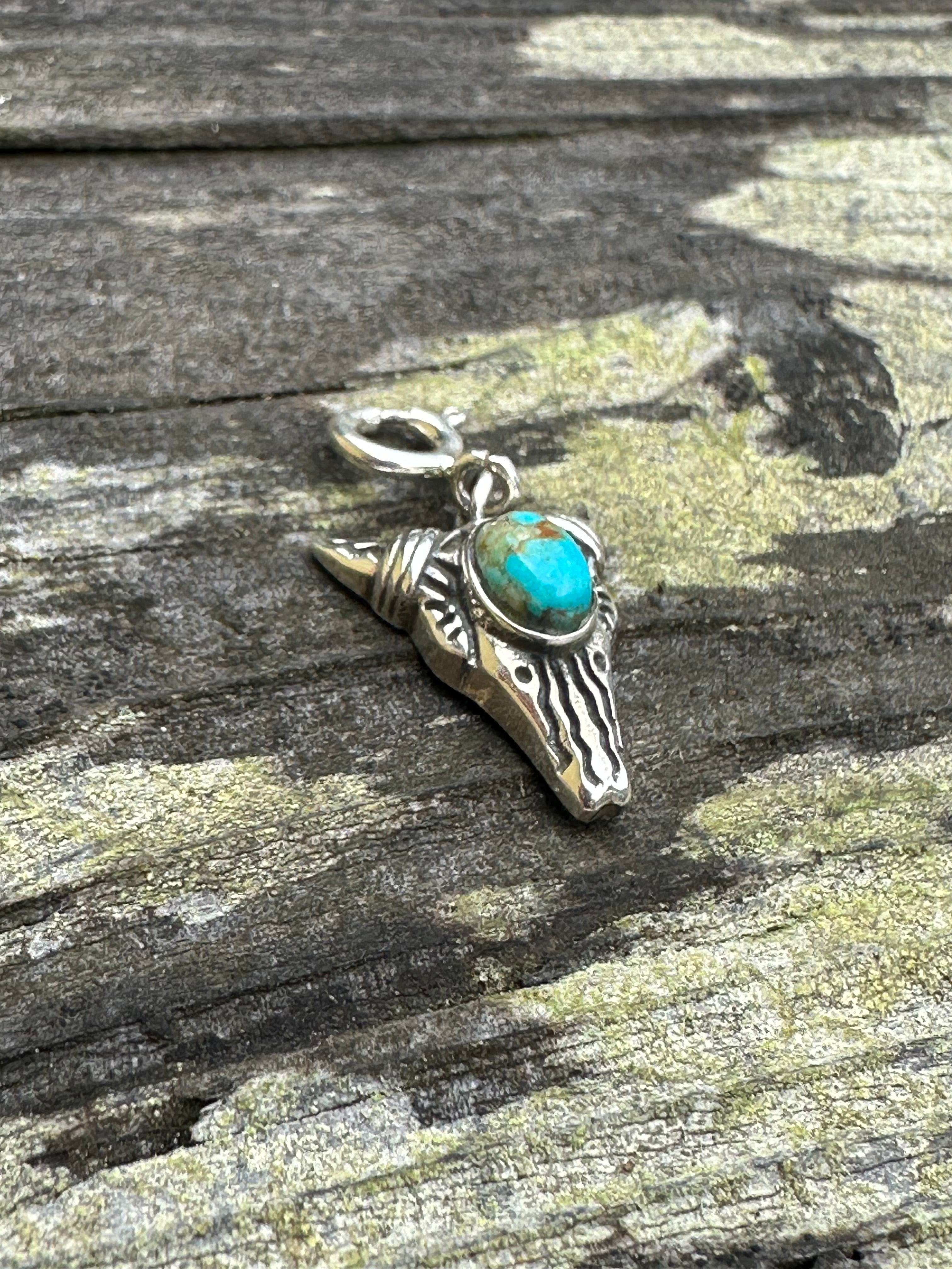 Sterling Silver and Turquoise Steer Head Charm