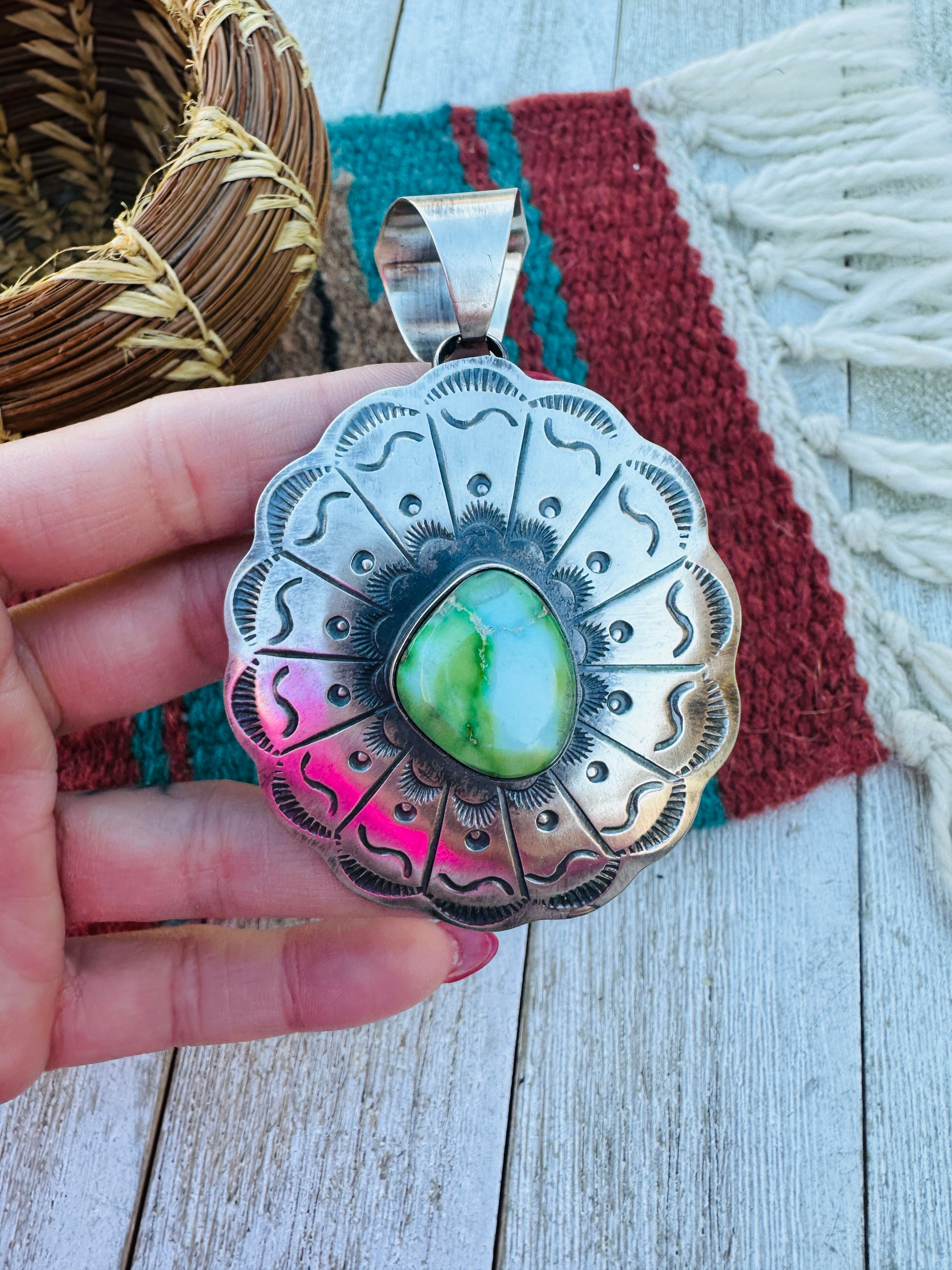 Handcrafted Sterling Silver & Sonoran Mountain Turquoise Pendant by Chimney Butte