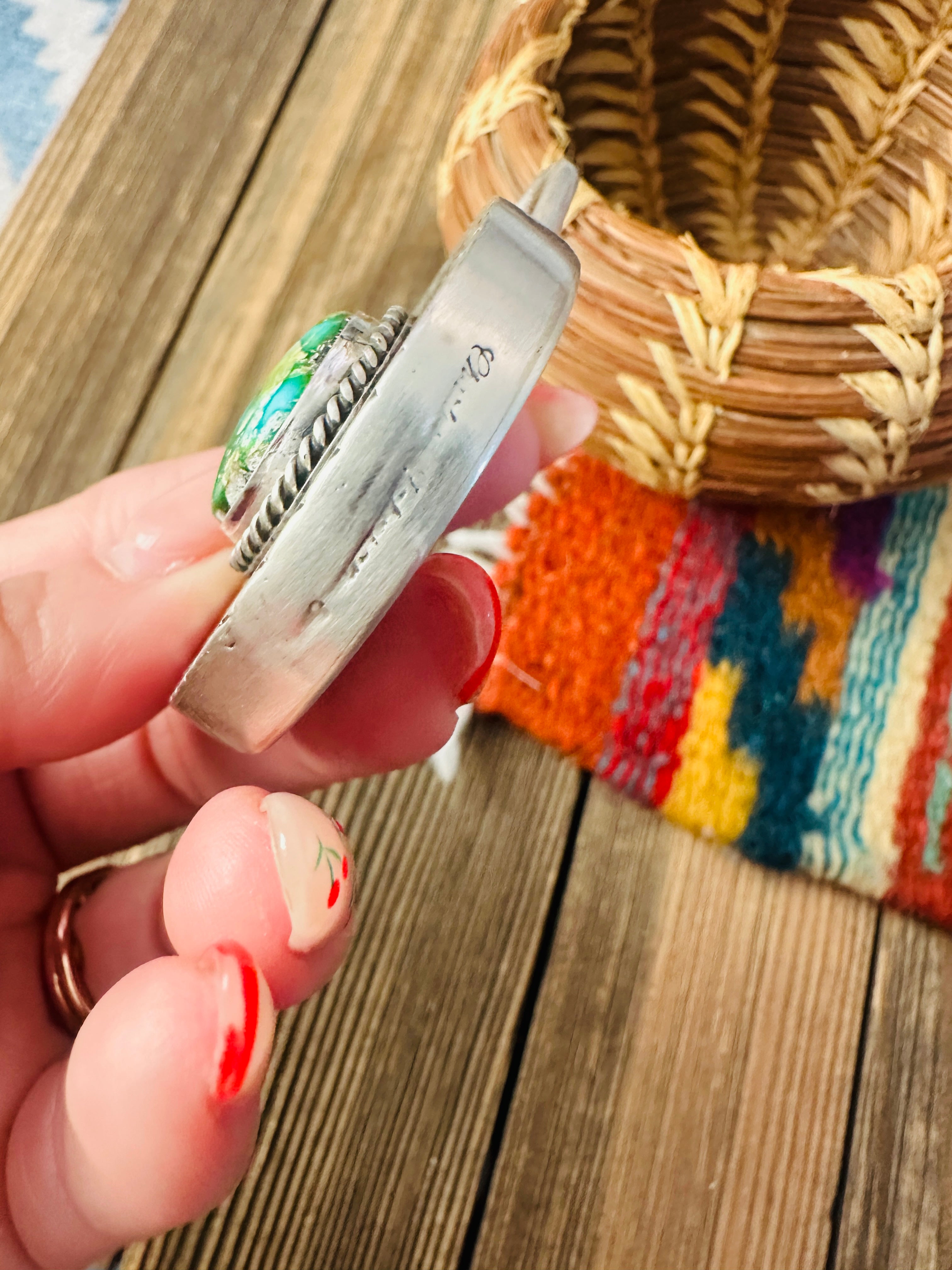 Handcrafted Turquoise & Sterling Silver Locket Style Pendant by Charles Johnson