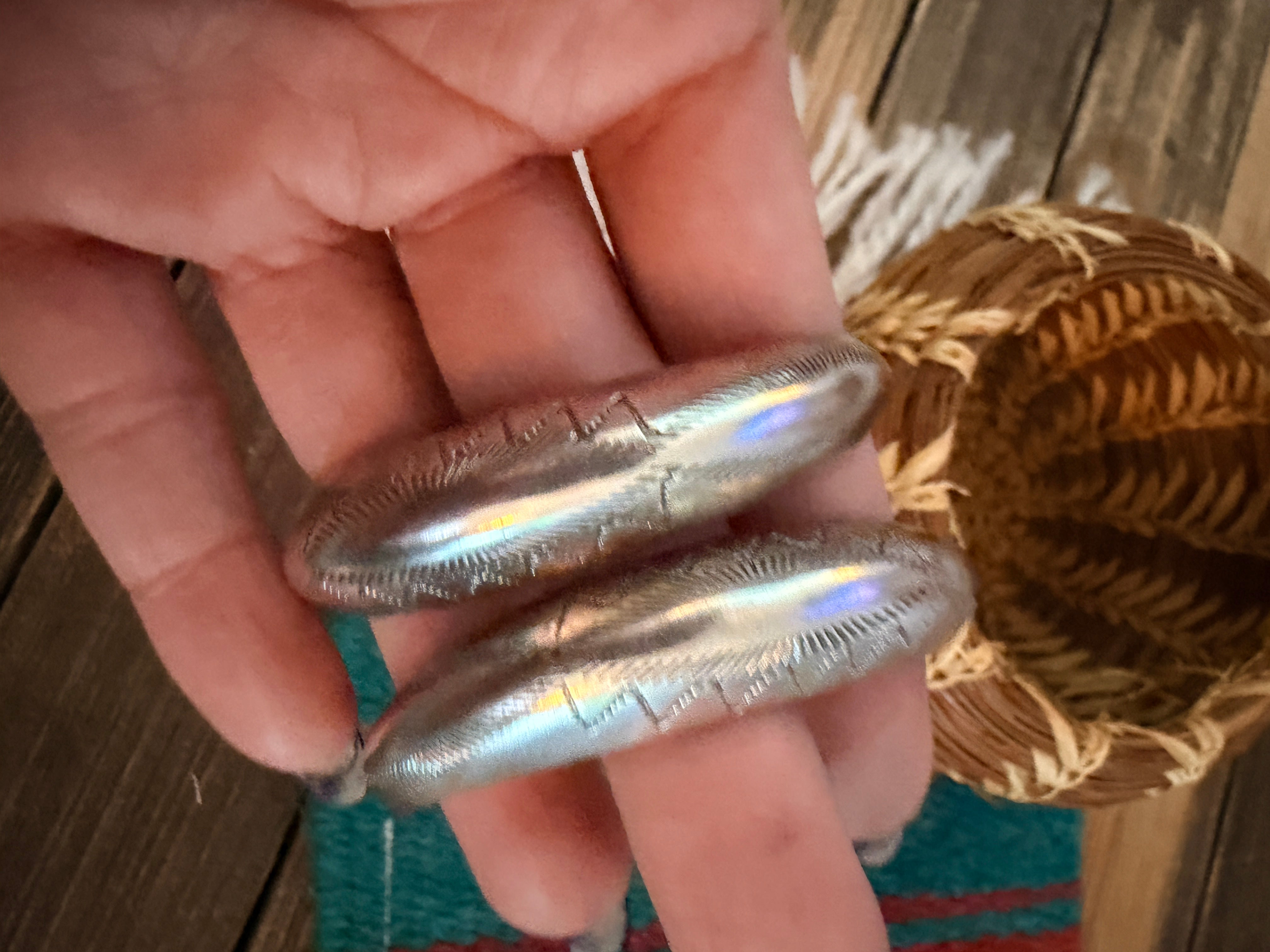 Old Pawn Handcrafted Sterling Silver Half Hoop Earrings