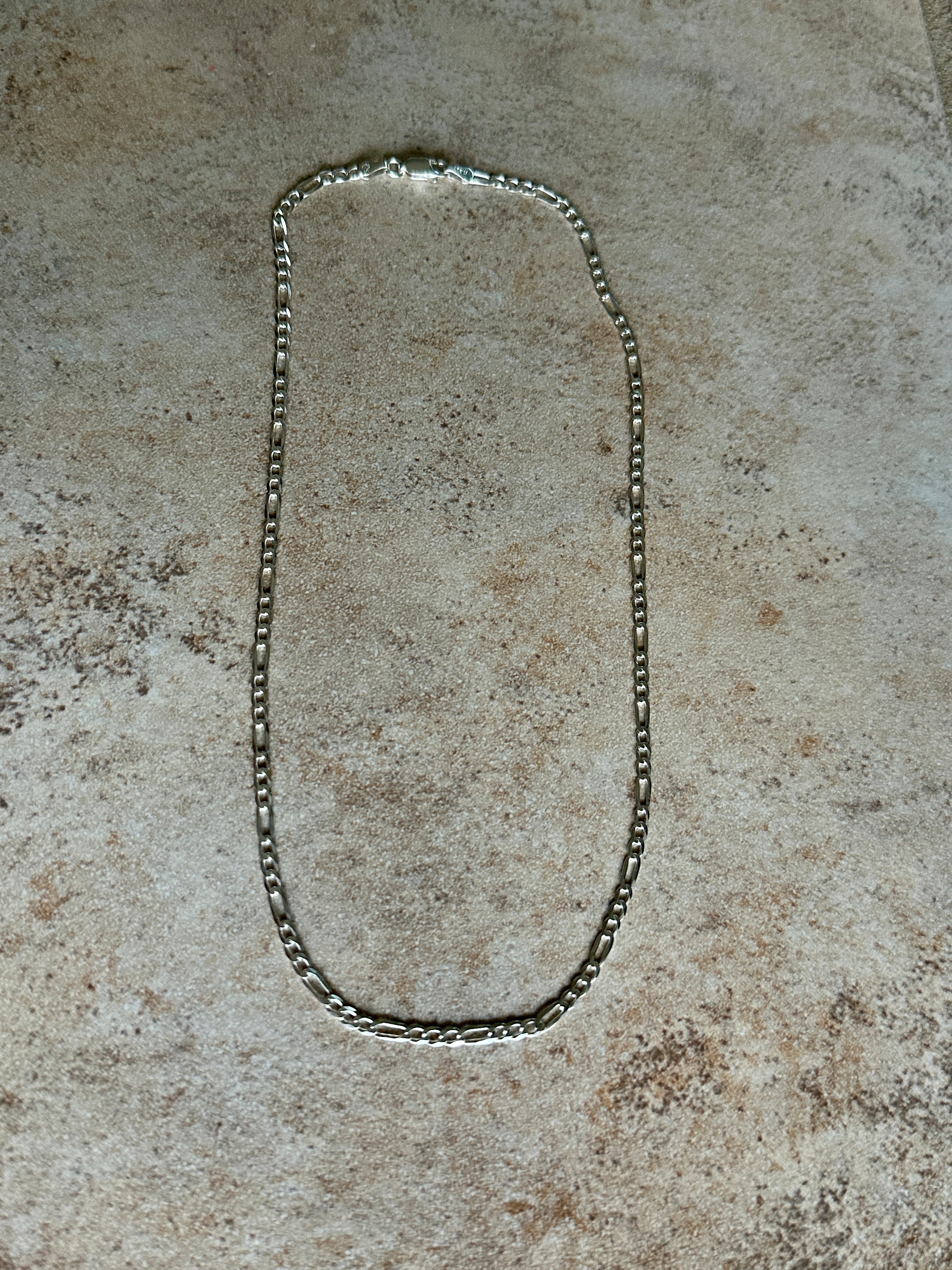 Figaro Sterling Silver Chain Necklace