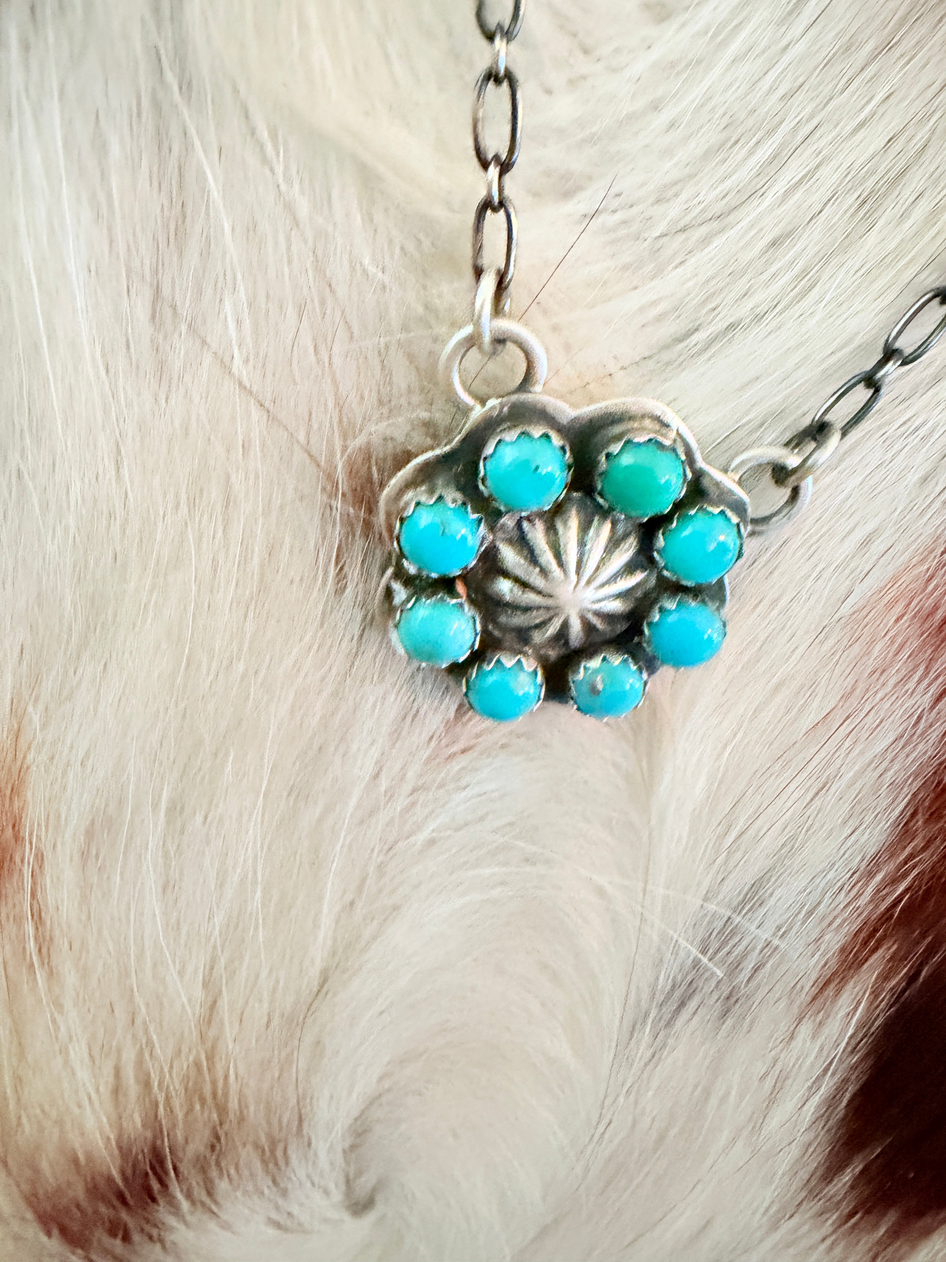 Handcrafted Turquoise & Sterling Silver Cluster Necklace by Marcella James