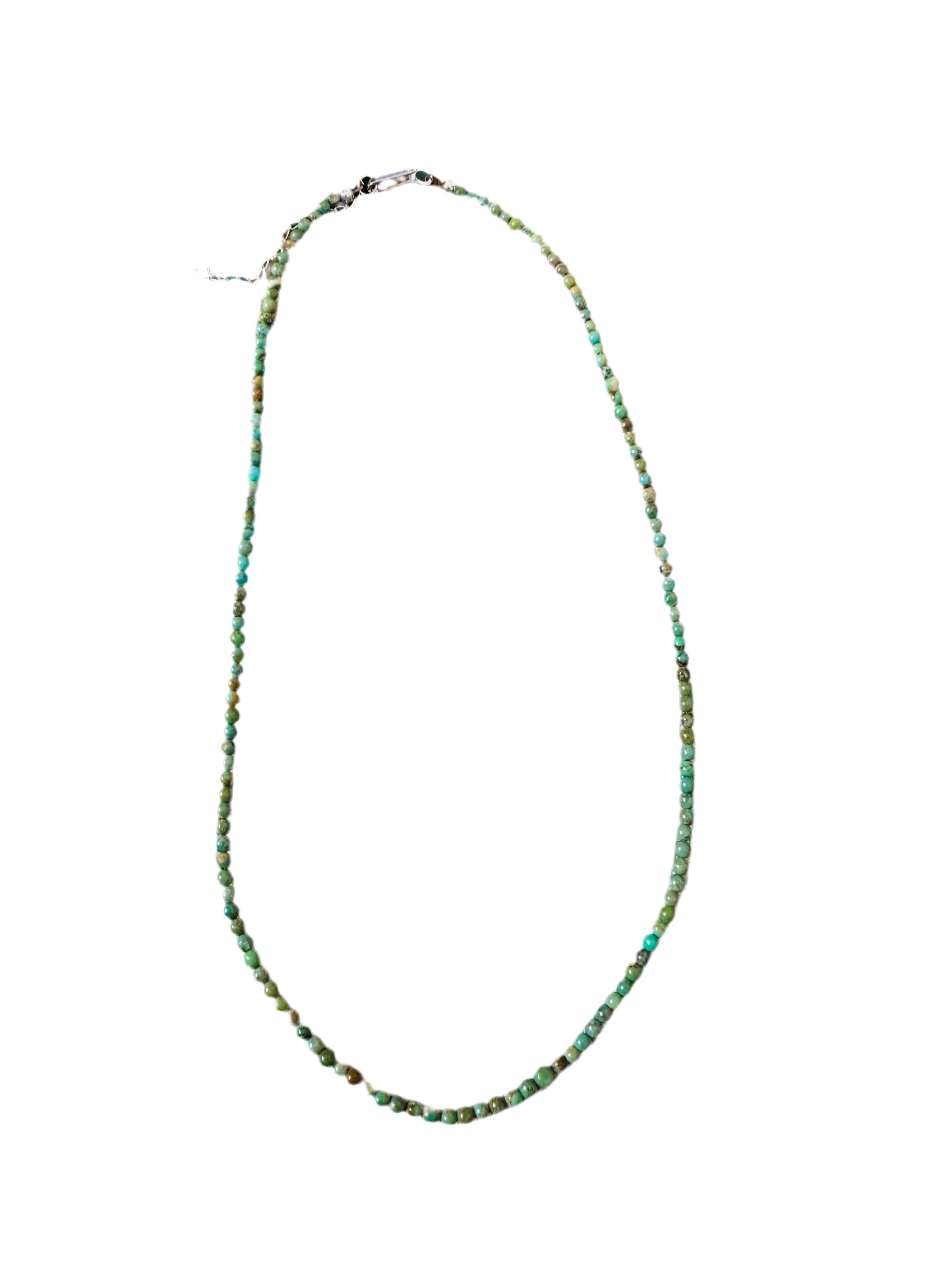 Handcrafted Turquoise & Sterling Silver Beaded Necklace W/ Extender