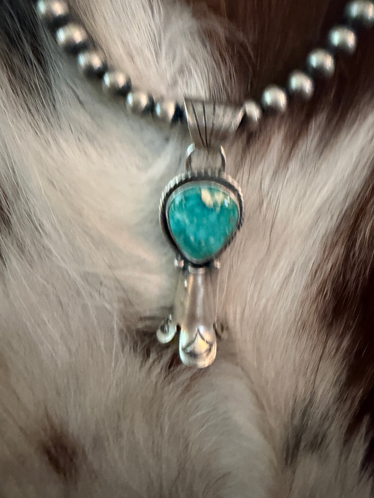 Handcrafted Turquoise & Sterling Silver Beaded Blossom Necklace
