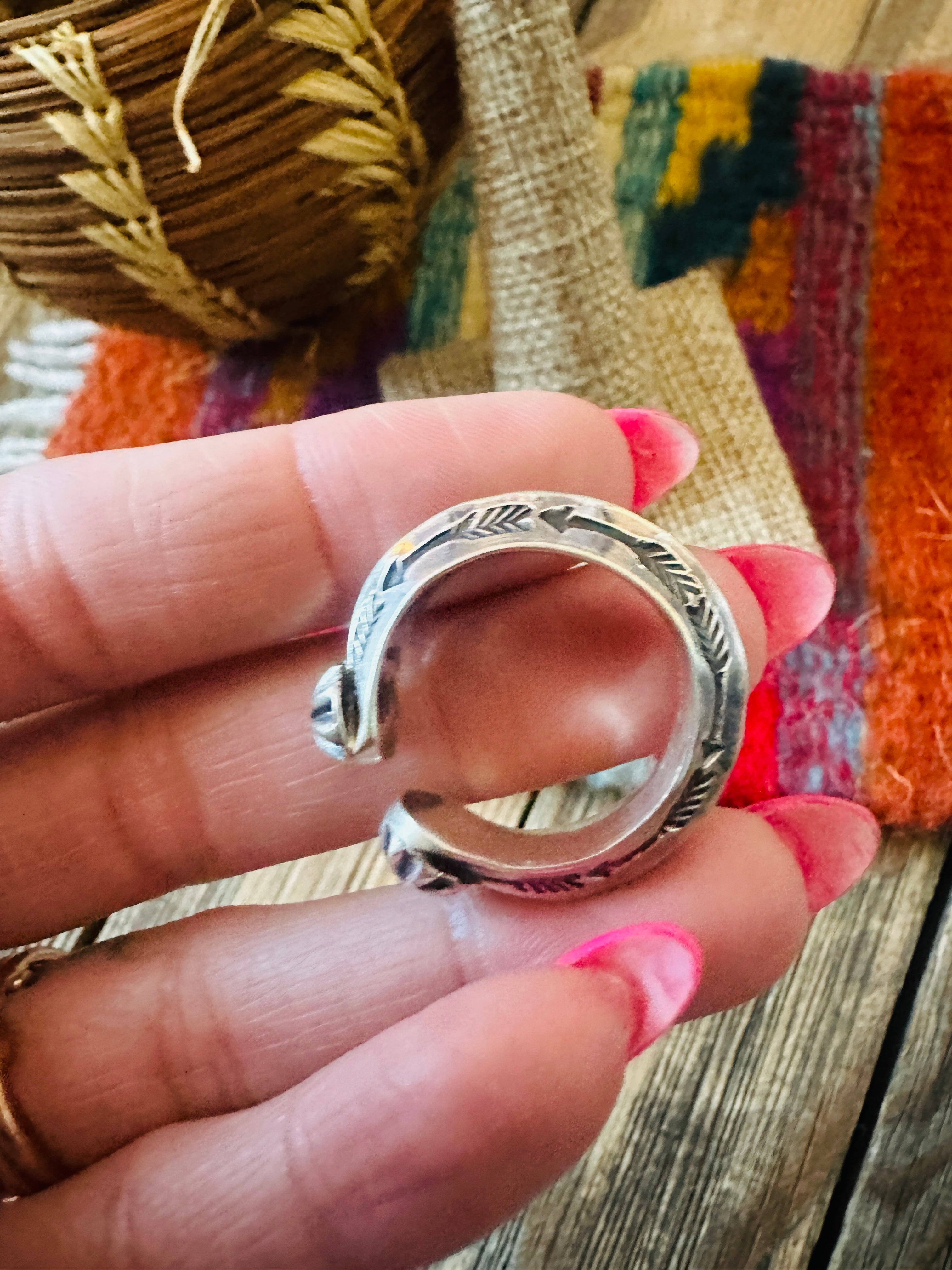 Handcrafted Sterling Silver Band Ring Size 7.75 by Sunshine Reeves