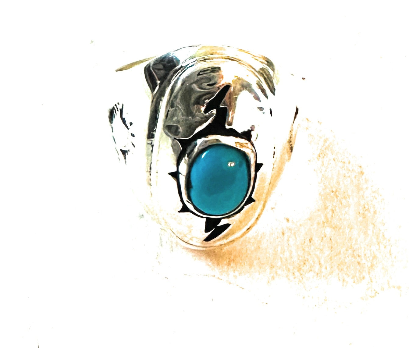 Navajo Sterling Silver & Turquoise Ring Size 10.5