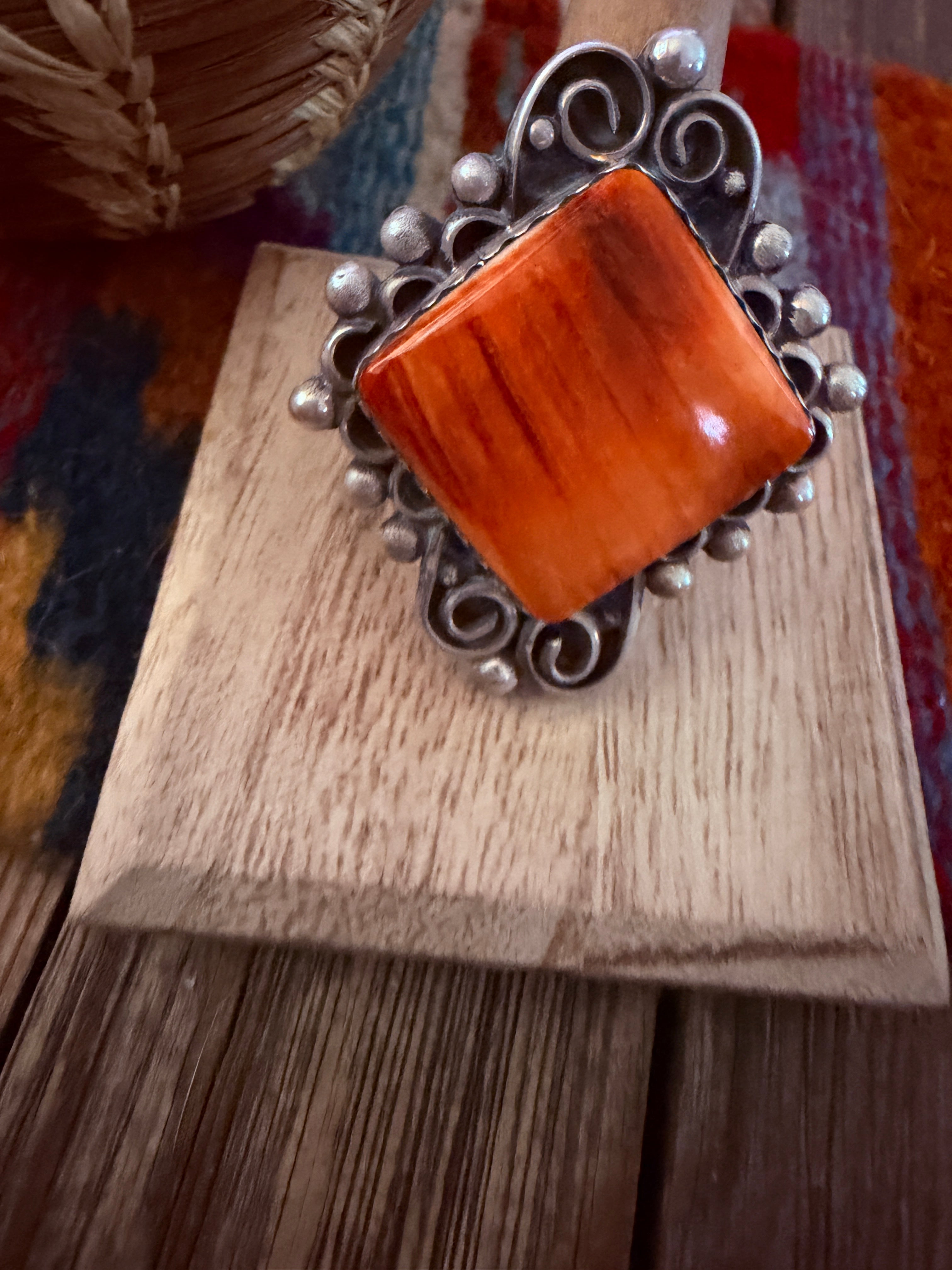 Handcrafted Spiny Oyster & Sterling Silver Ring Size 10