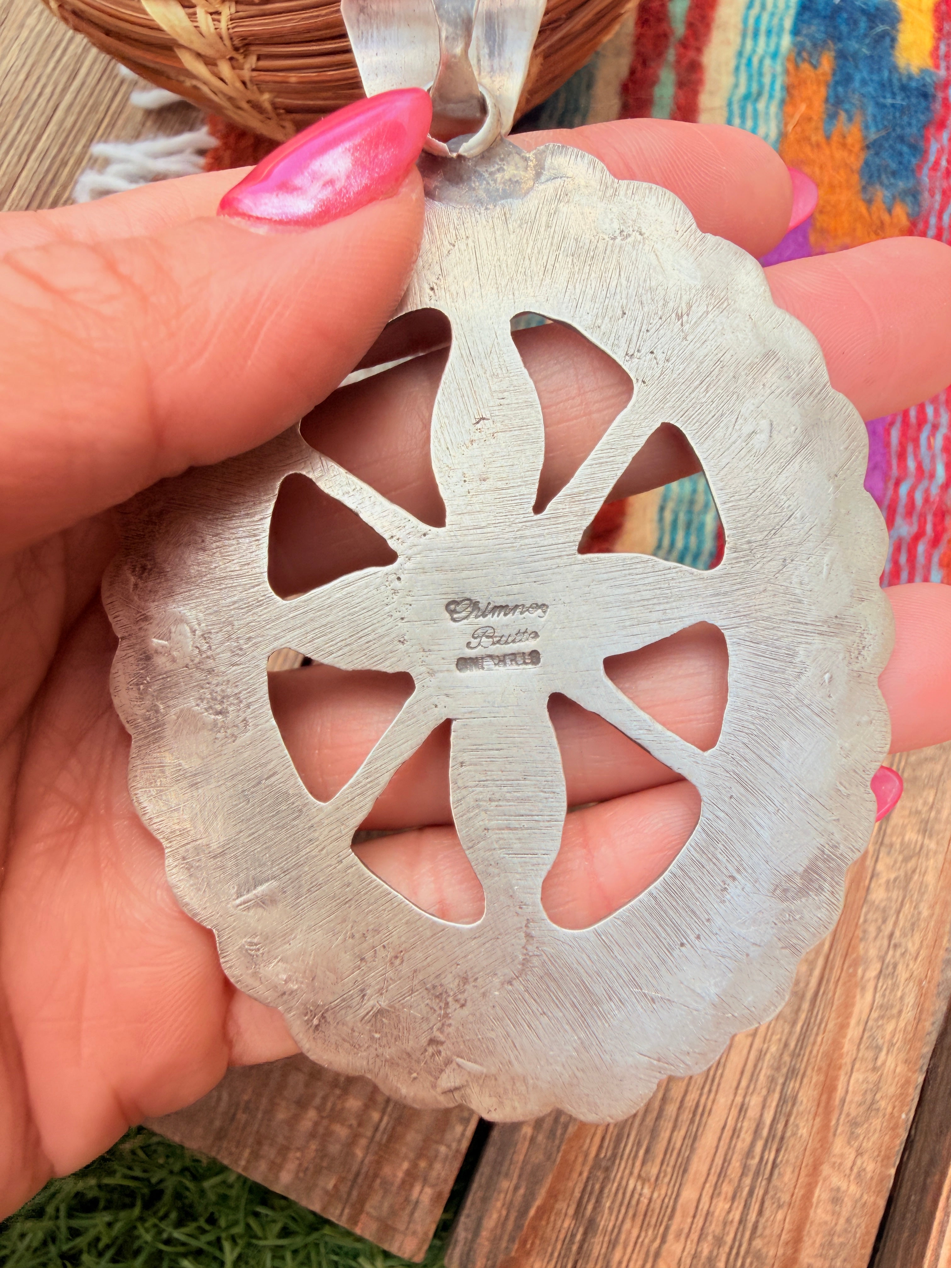 Handcrafted Sterling Silver Concho Pendant by Chimney Butte
